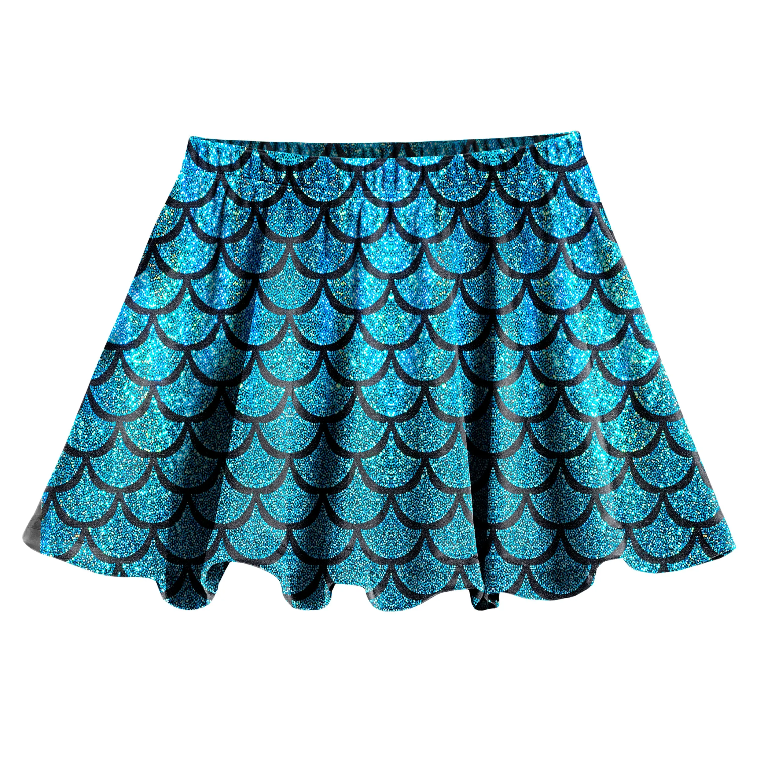 Girls Novelty Circle Skirt | Turquoise Mermaid Sparkle