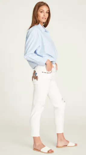 Gizelle Embroidered White Jeans