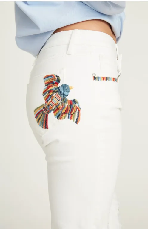 Gizelle Embroidered White Jeans