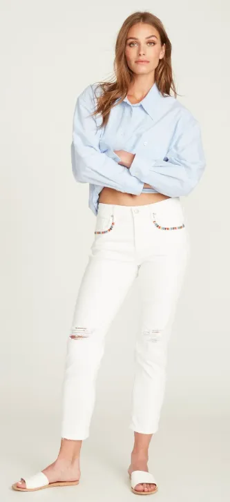 Gizelle Embroidered White Jeans