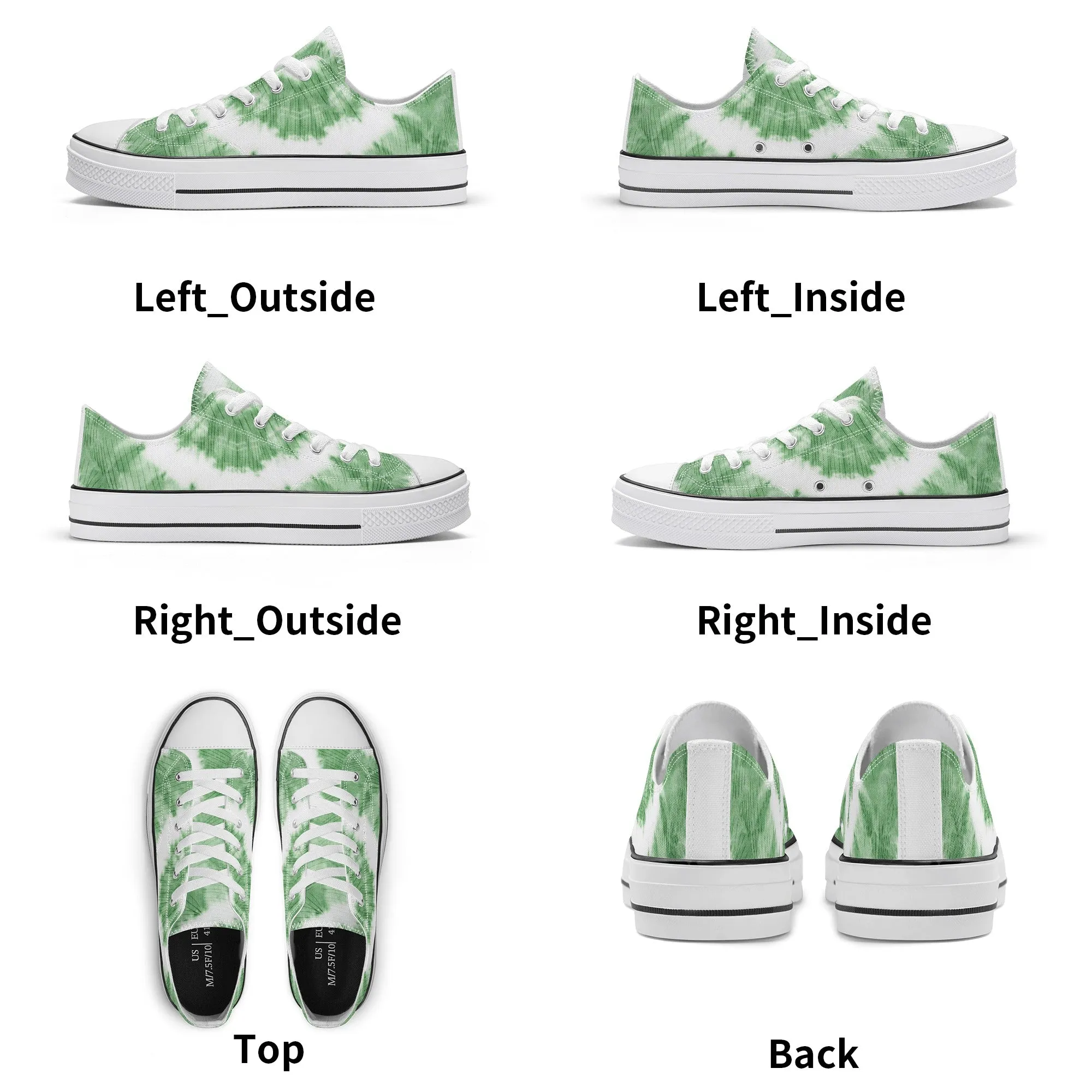 Green Tie Dye Pattern - Mens Classic Low Top Canvas Shoes for Footwear Lovers