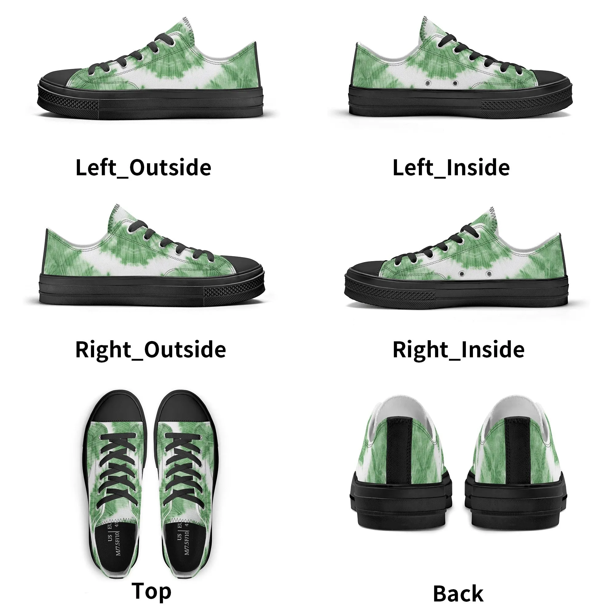 Green Tie Dye Pattern - Mens Classic Low Top Canvas Shoes for Footwear Lovers