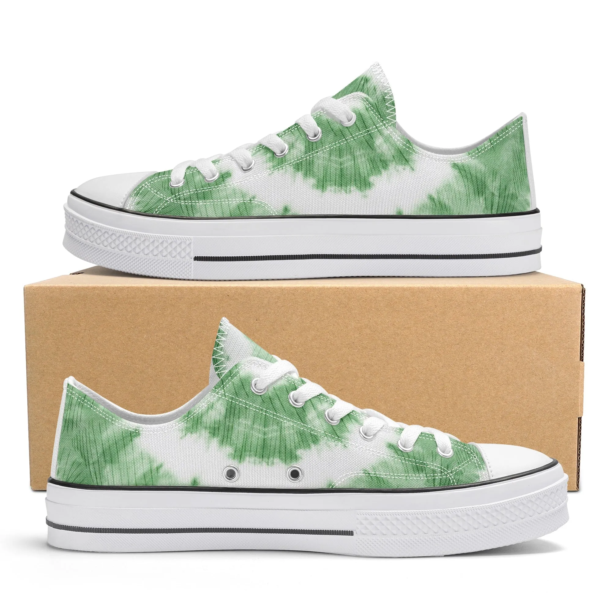 Green Tie Dye Pattern - Mens Classic Low Top Canvas Shoes for Footwear Lovers