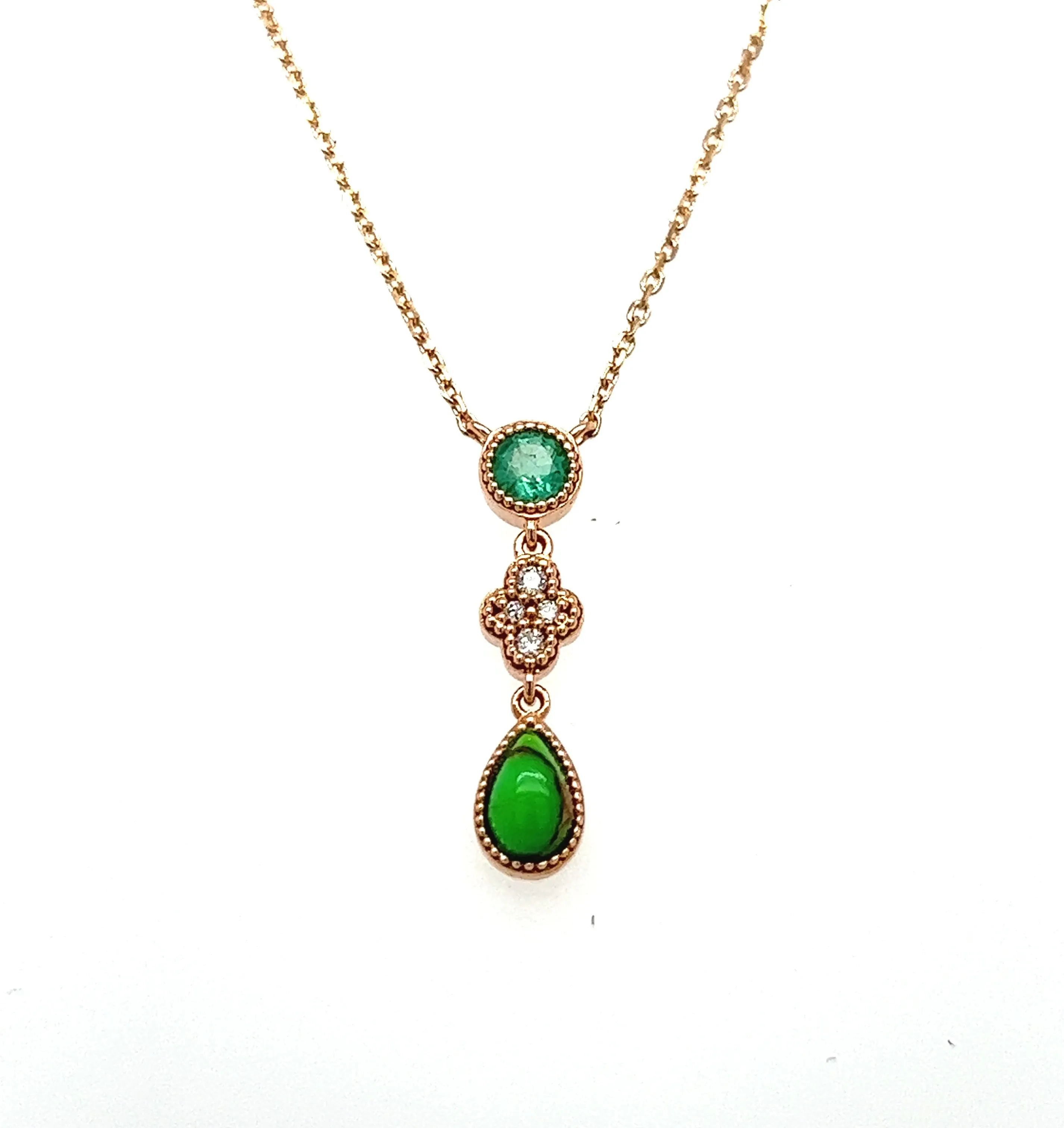 Green Turquoise & Emerald Pendant