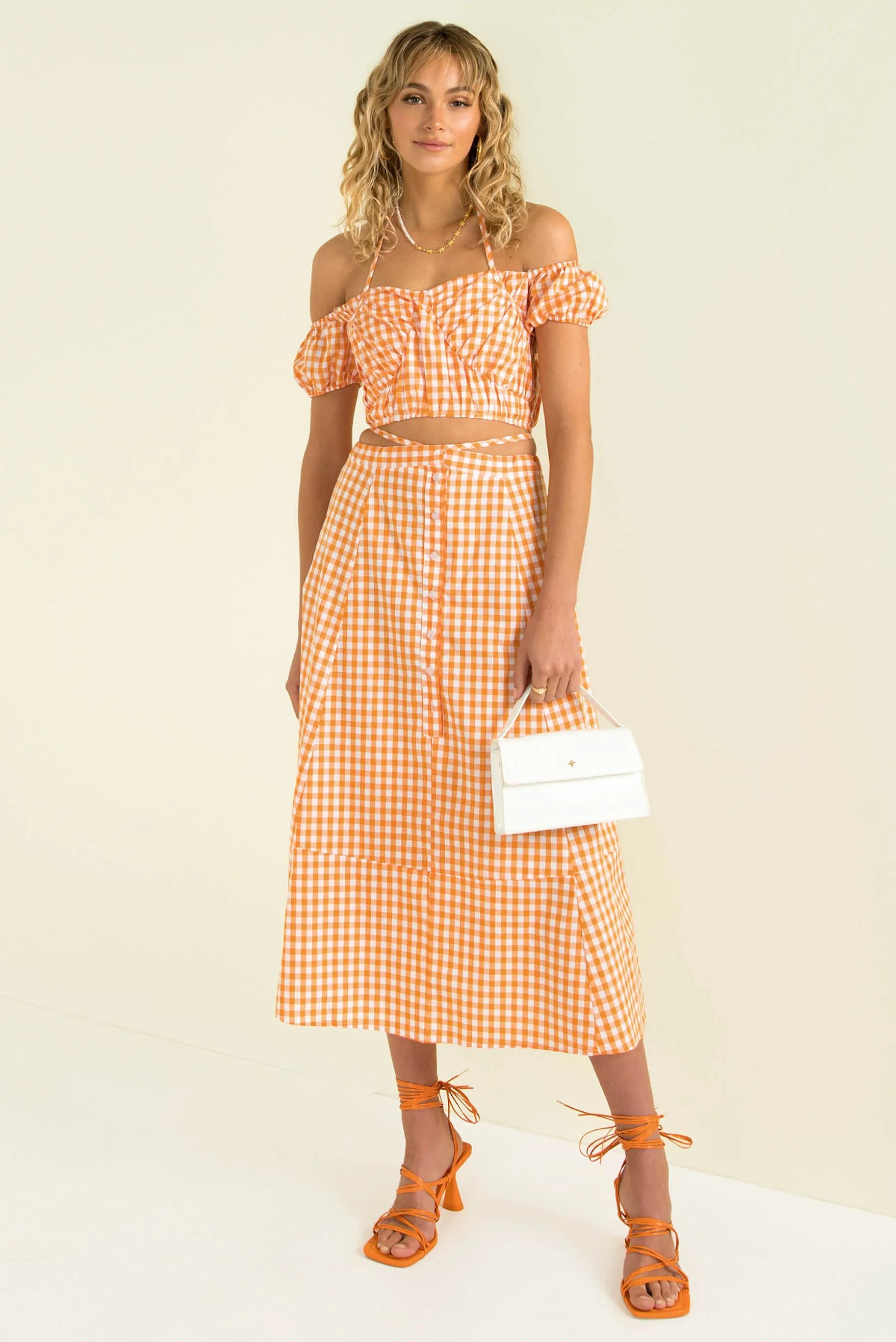 Inger Skirt / Orange Check