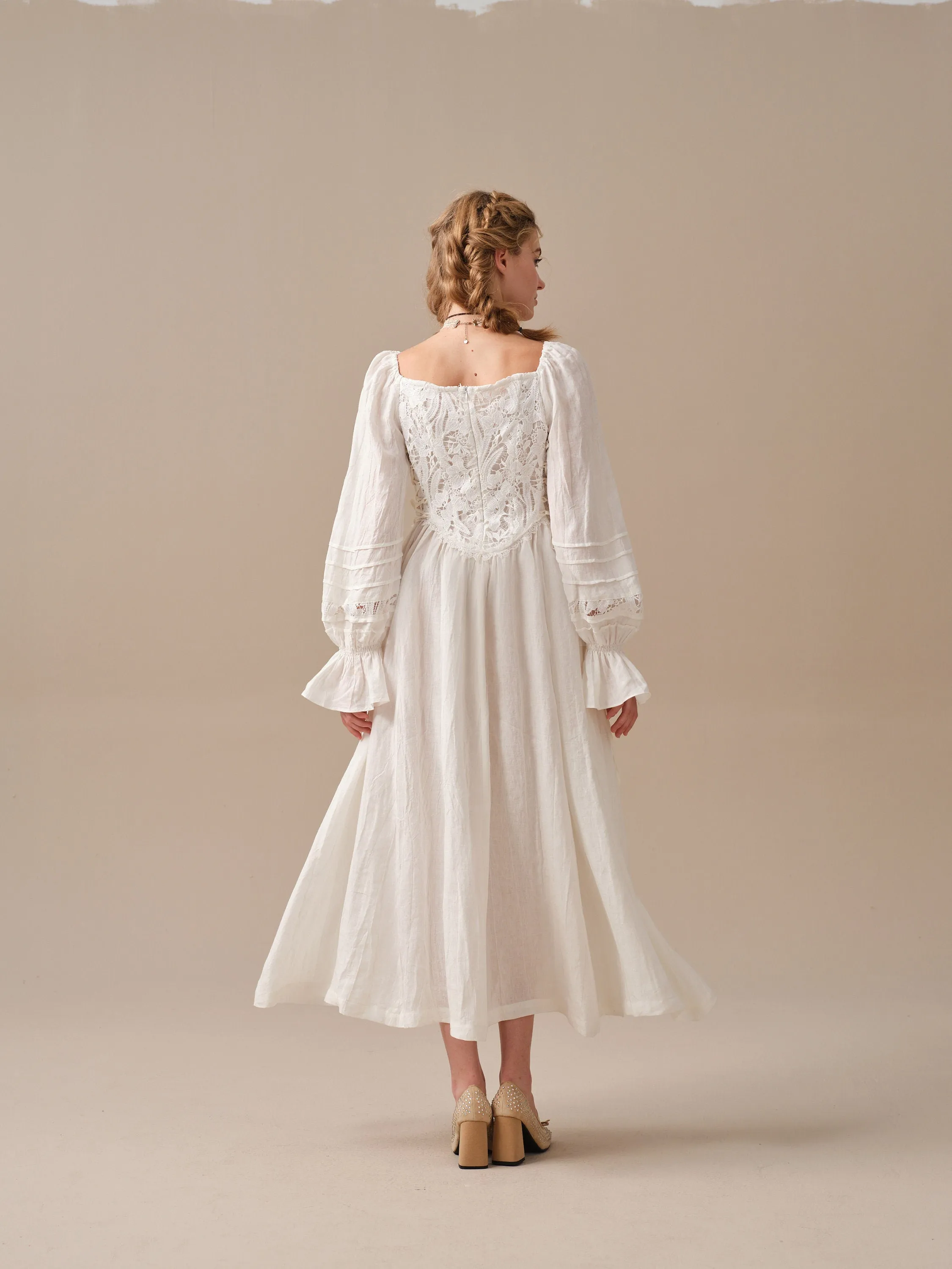 ISABELA 24 | 100% LINEN DRESS WITH LACE