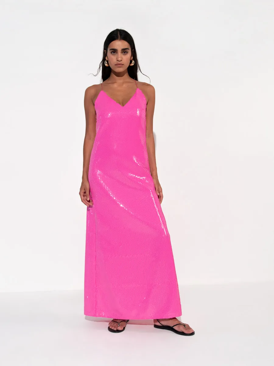 Jojo Sequin Maxi Dress - Fuchsia Pink