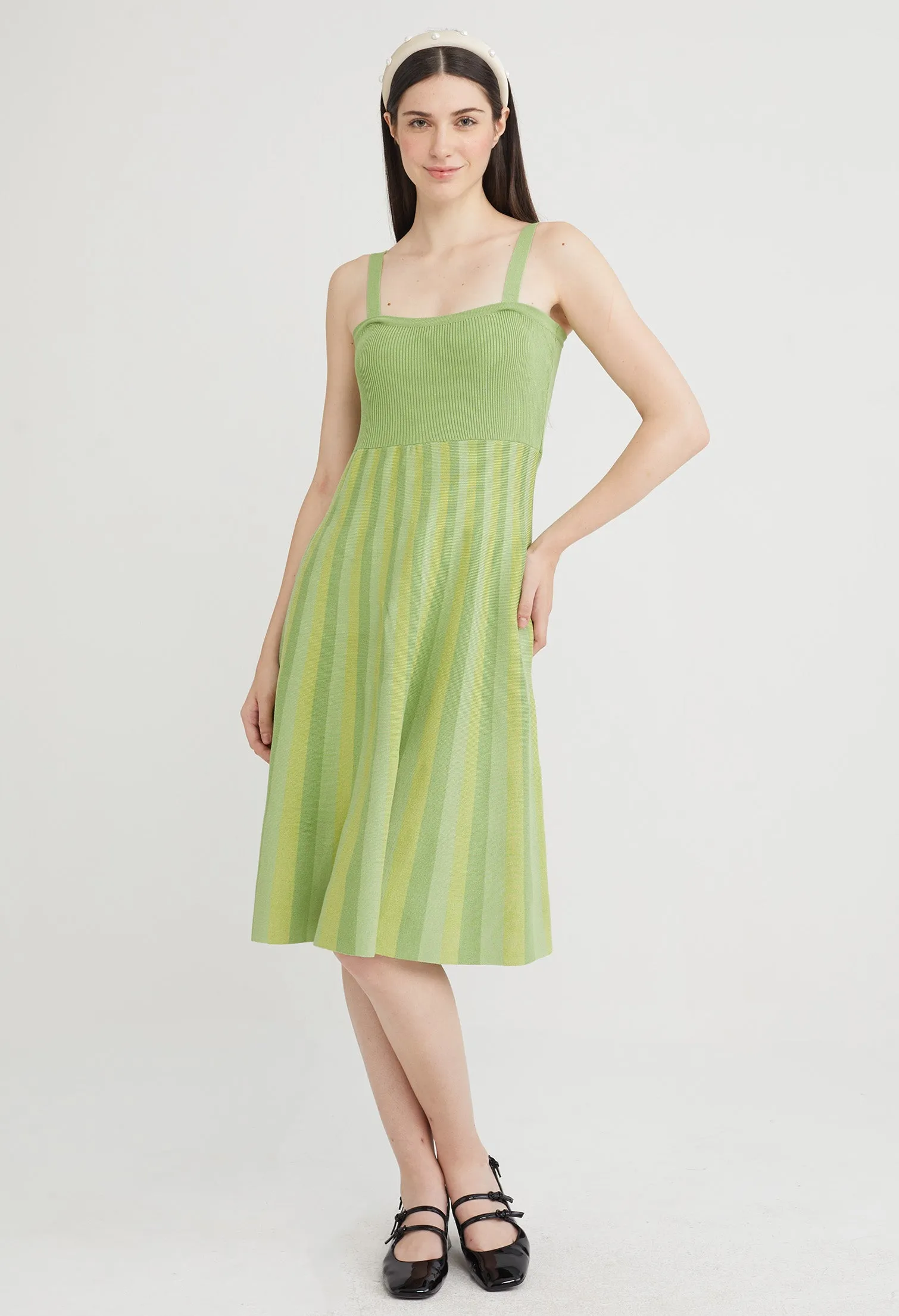 Knit Bodice Pleated Dress