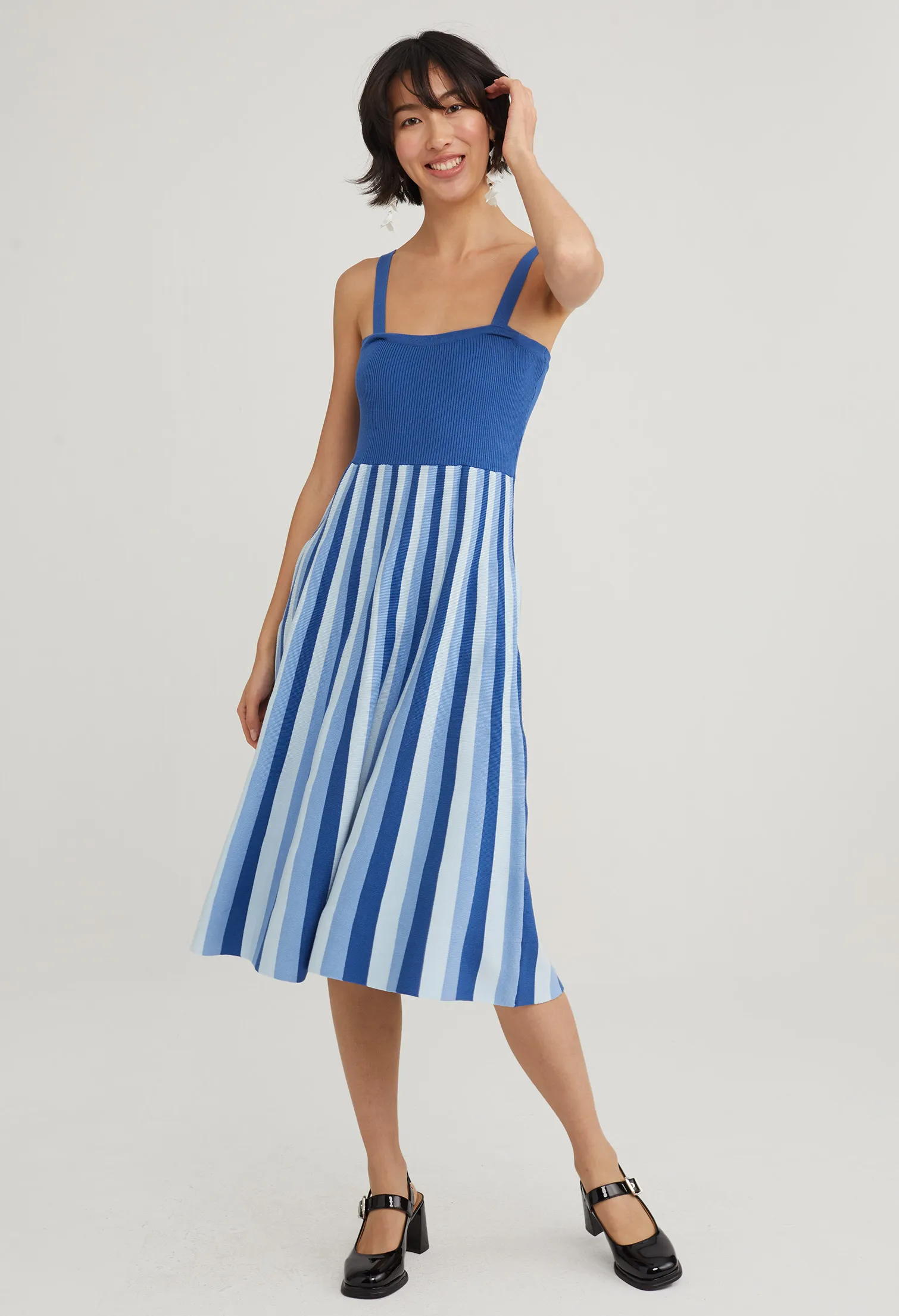 Knit Bodice Pleated Dress