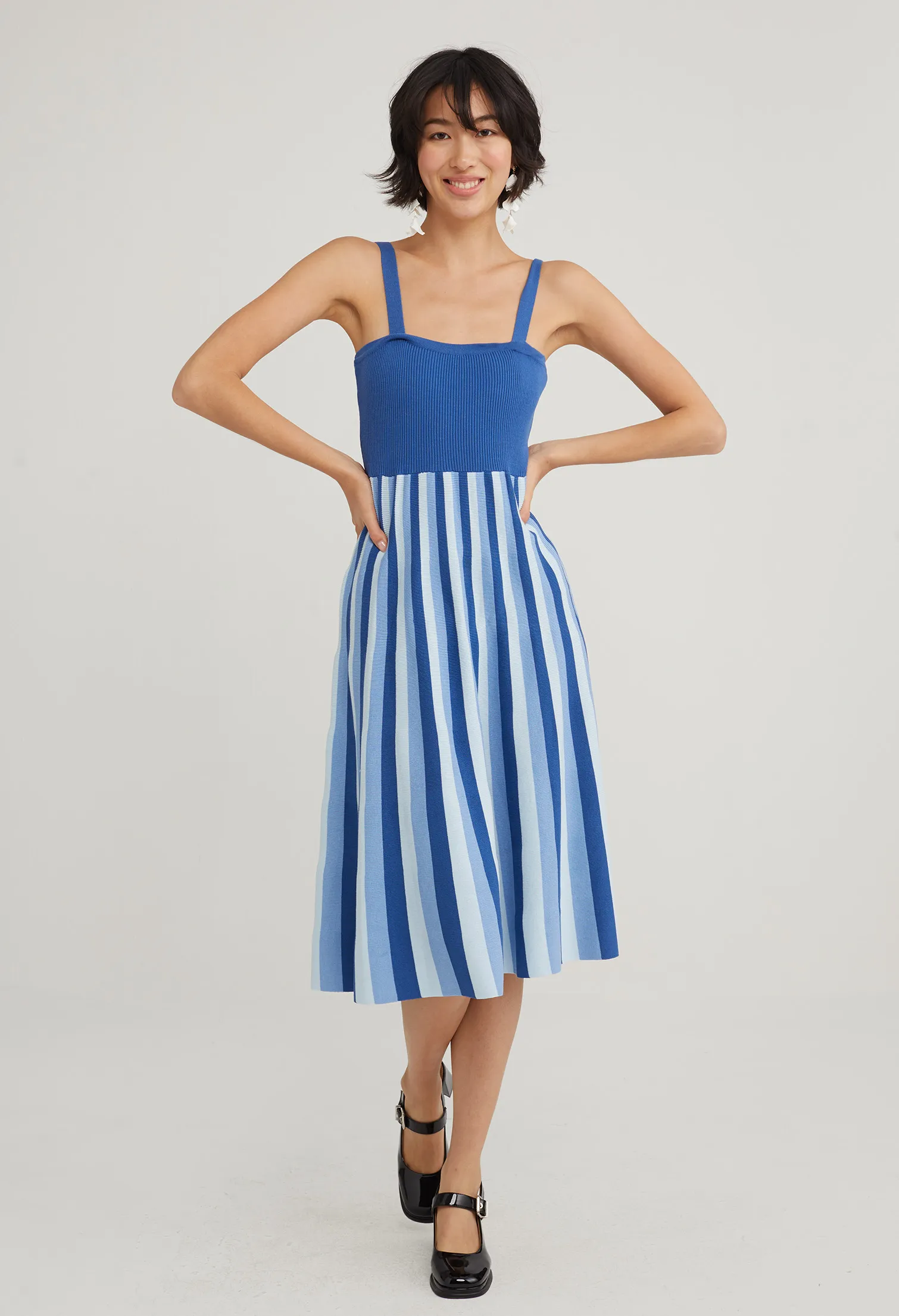 Knit Bodice Pleated Dress