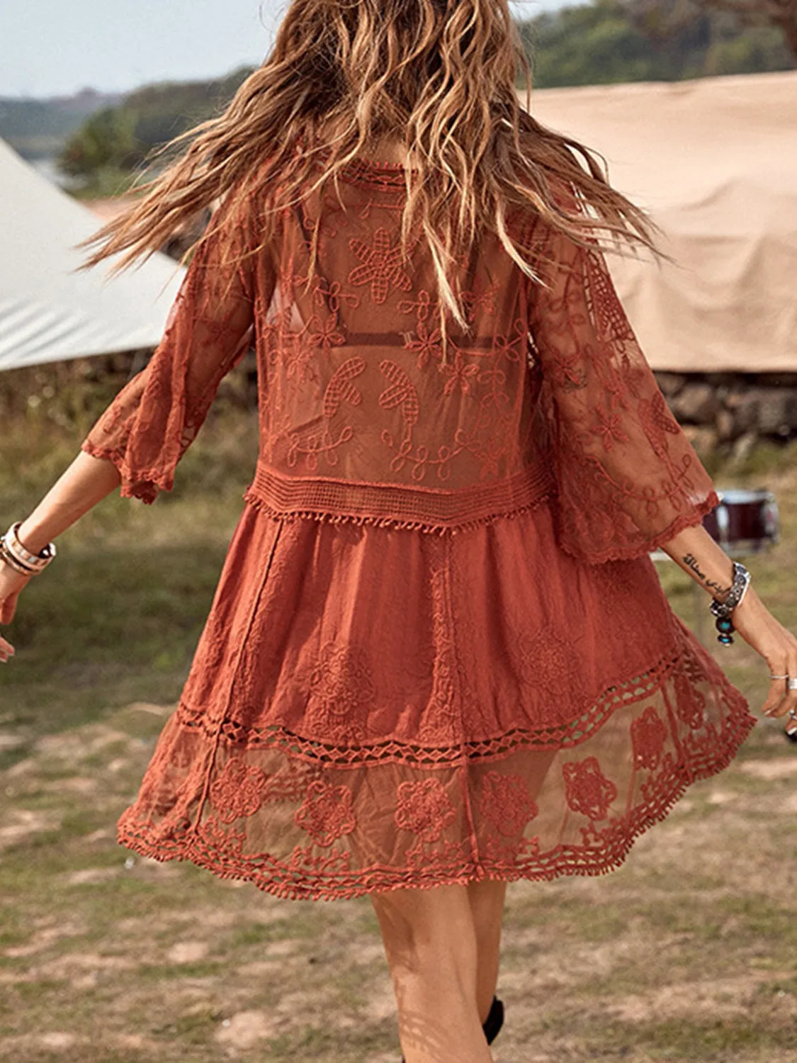 Lace Detail Plunge Cover-Up Dress