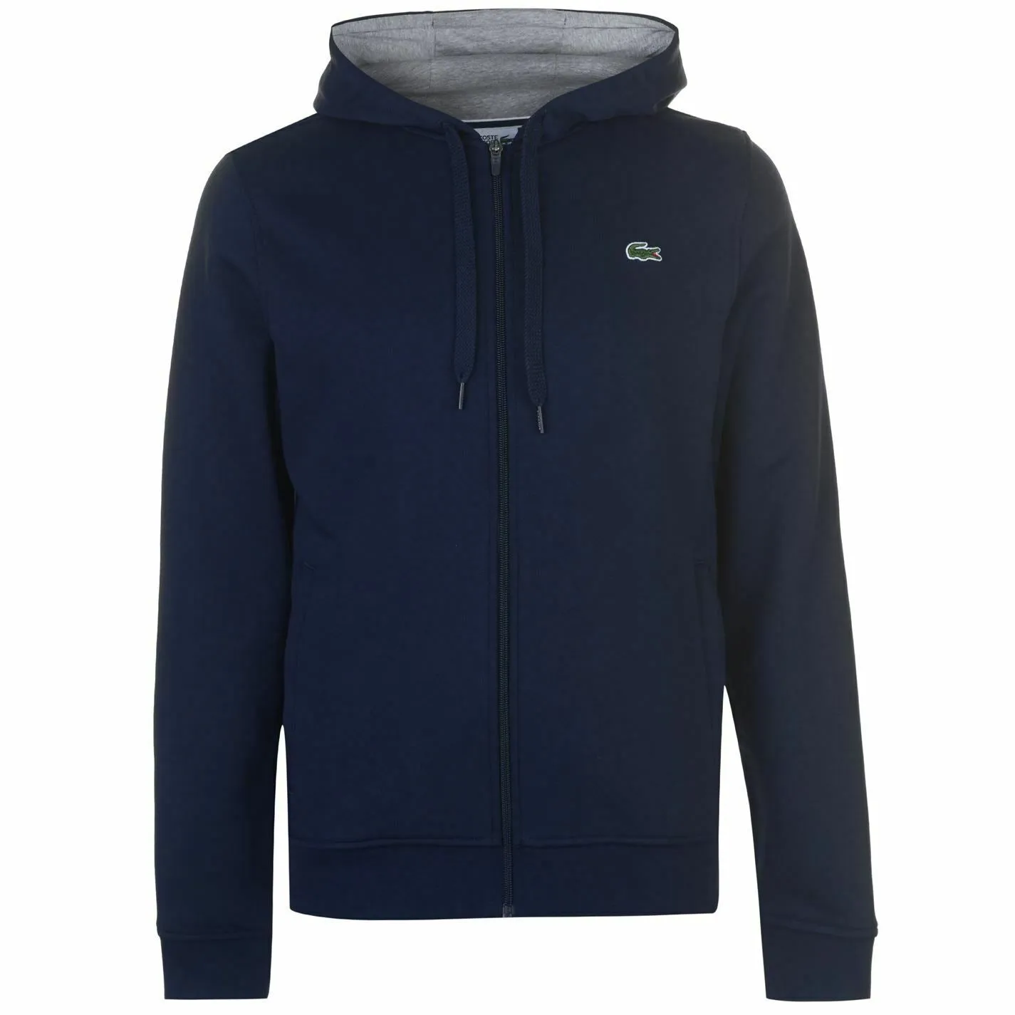 Lacoste Sport Men's Plain Full Zip Jacket Croc Drawstring Hood Grey Black Navy