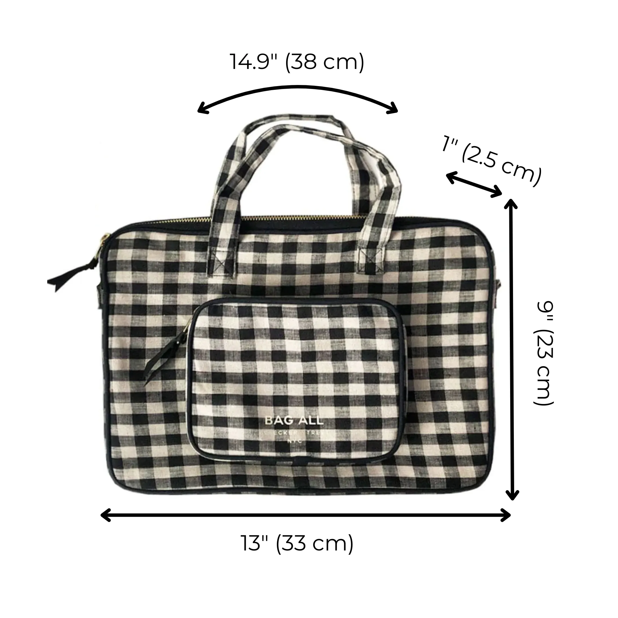 Laptop Case 13", Handle & Charger Pocket, Gingham