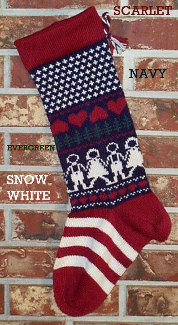 Large Personalizable Knit Wool Christmas Stocking - USA Christmas