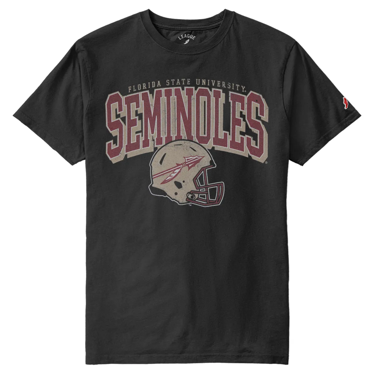 League Men's Florida State University Seminoles Helmet Design Short Sleeve T-shirt - Black