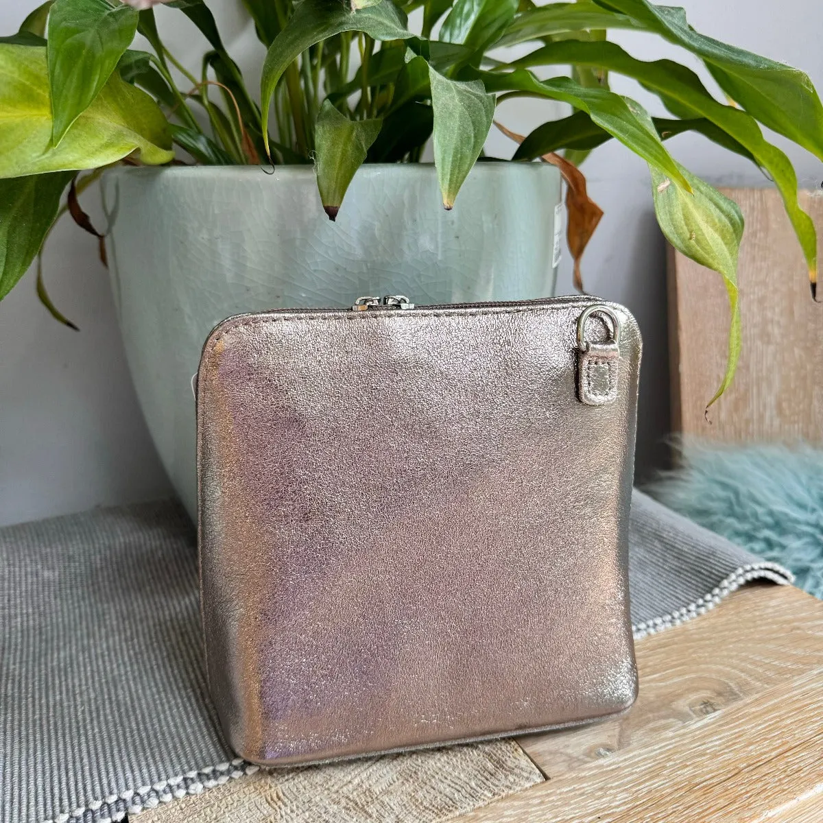 Leather Ladies Small Cross Body PS14 In Metallics