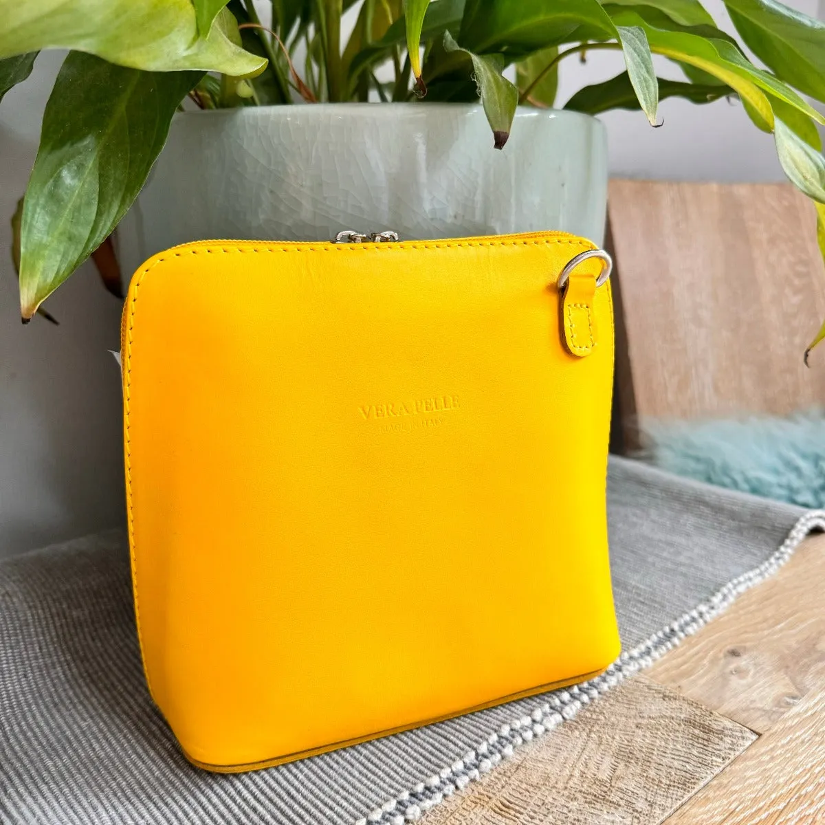 Leather Ladies Small Cross Body PS14 In Oranges & Yellows