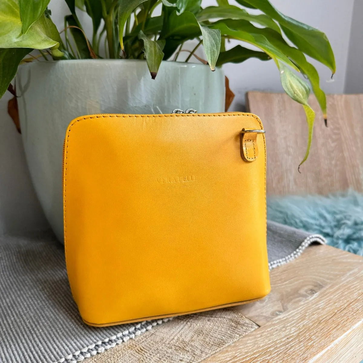 Leather Ladies Small Cross Body PS14 In Oranges & Yellows