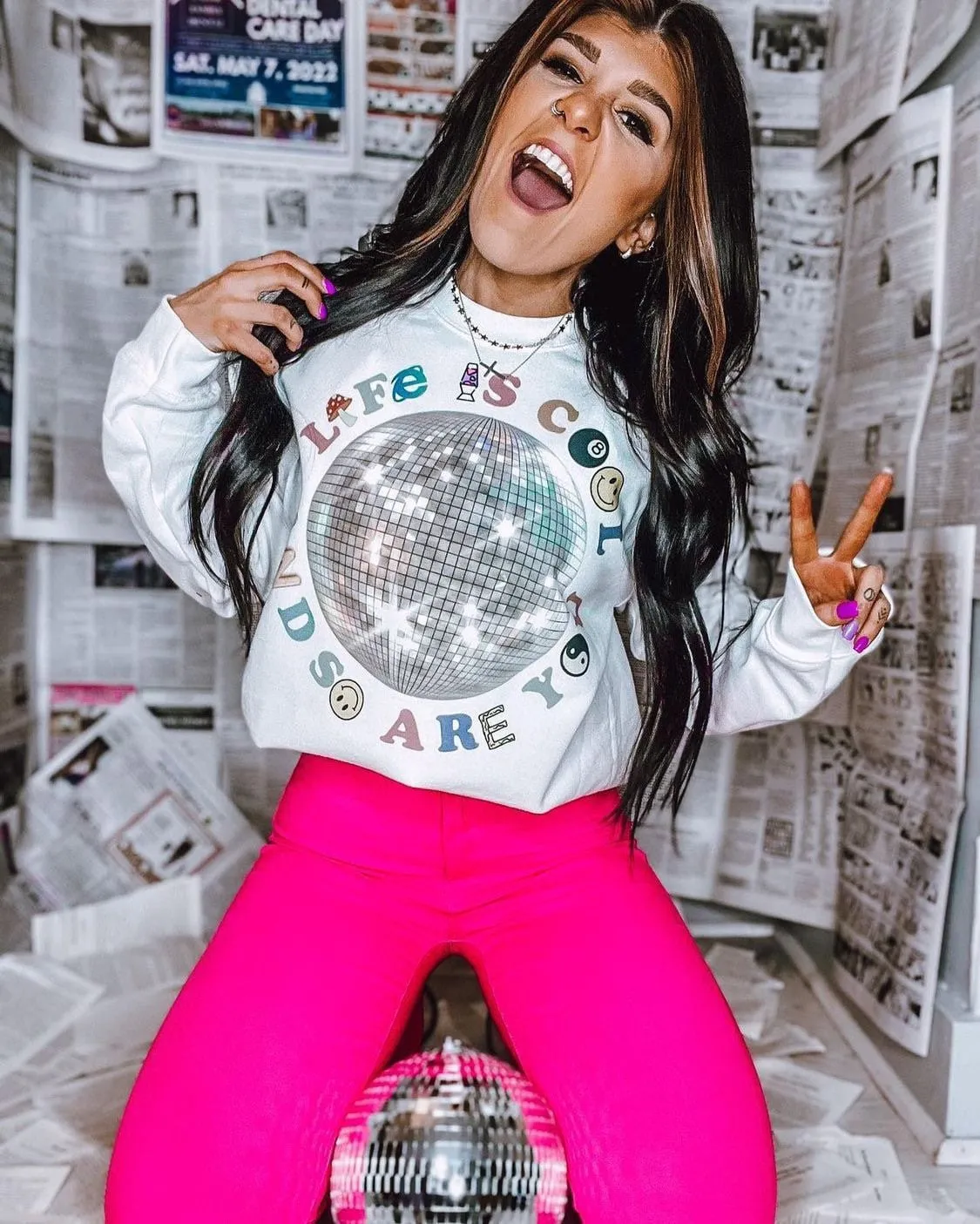 Life is Cool and So Are You Disco Ball Sweatshirt