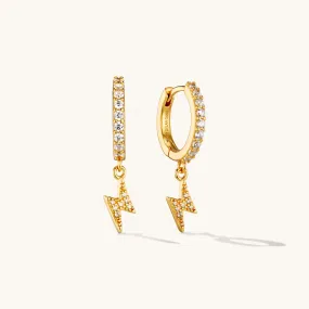 Lightning Drop Hoop Earrings Gold