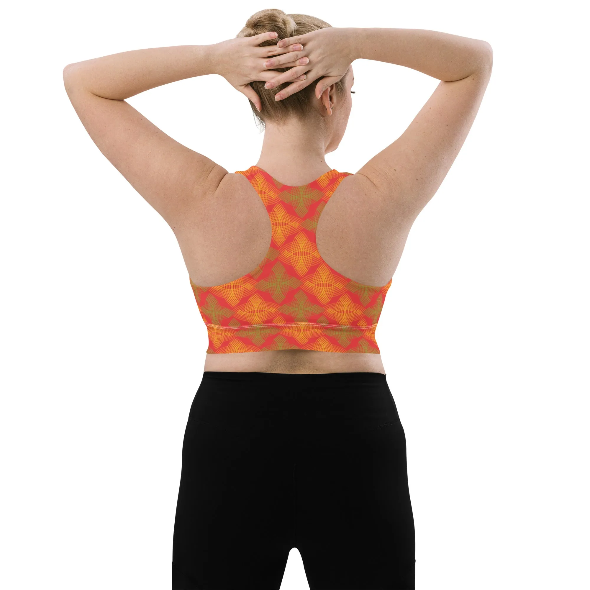 Lilly Longline sports bra, Arc Sereis - Orange Crosses