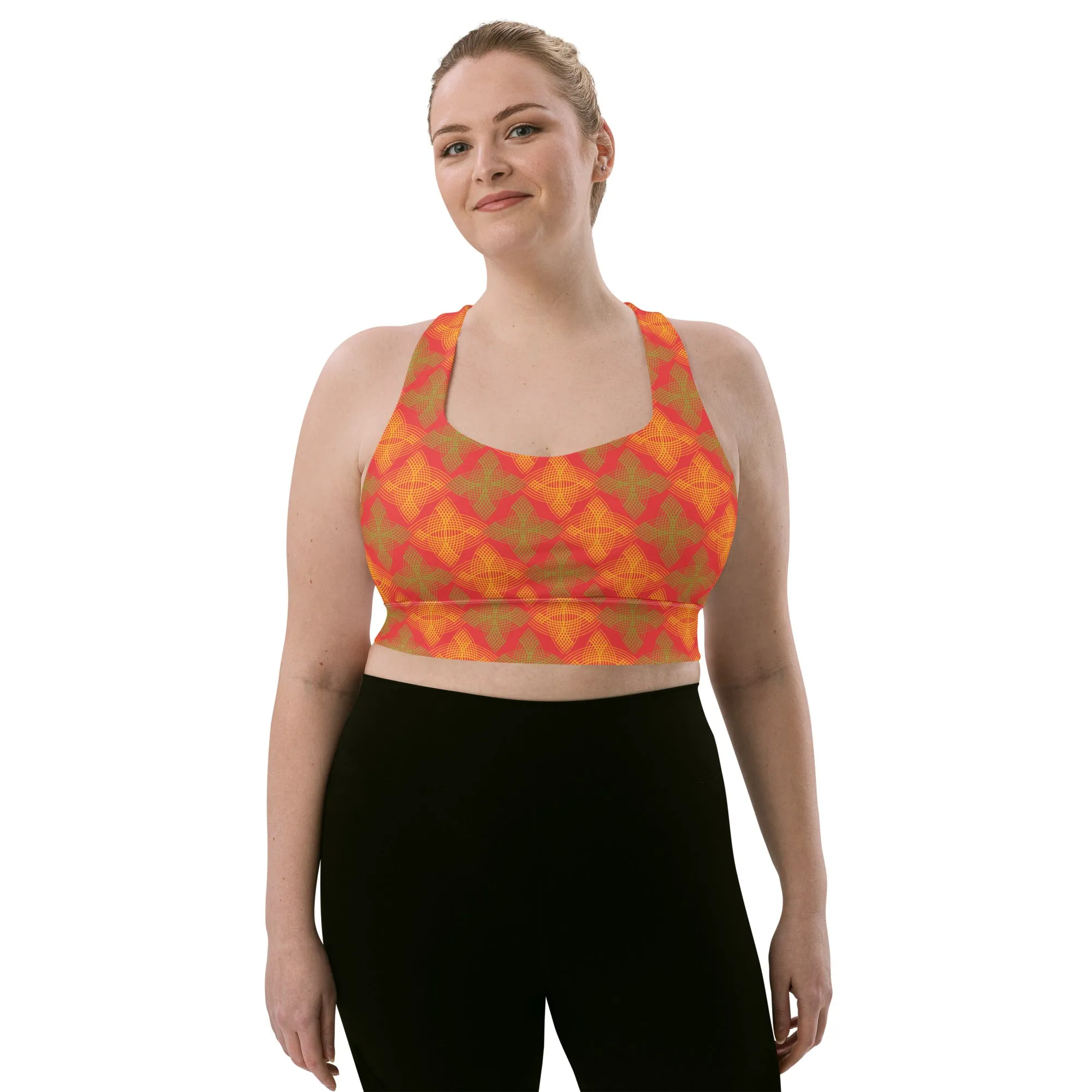 Lilly Longline sports bra, Arc Sereis - Orange Crosses