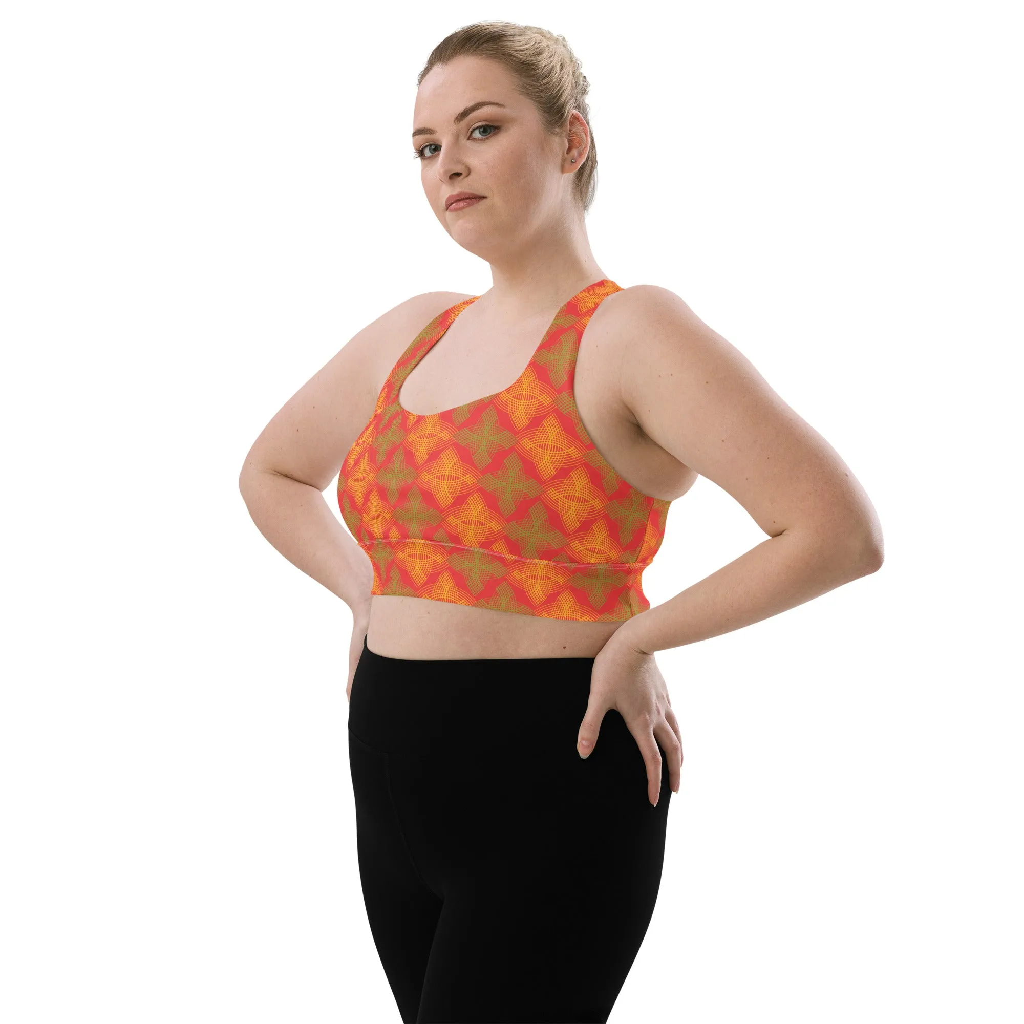 Lilly Longline sports bra, Arc Sereis - Orange Crosses