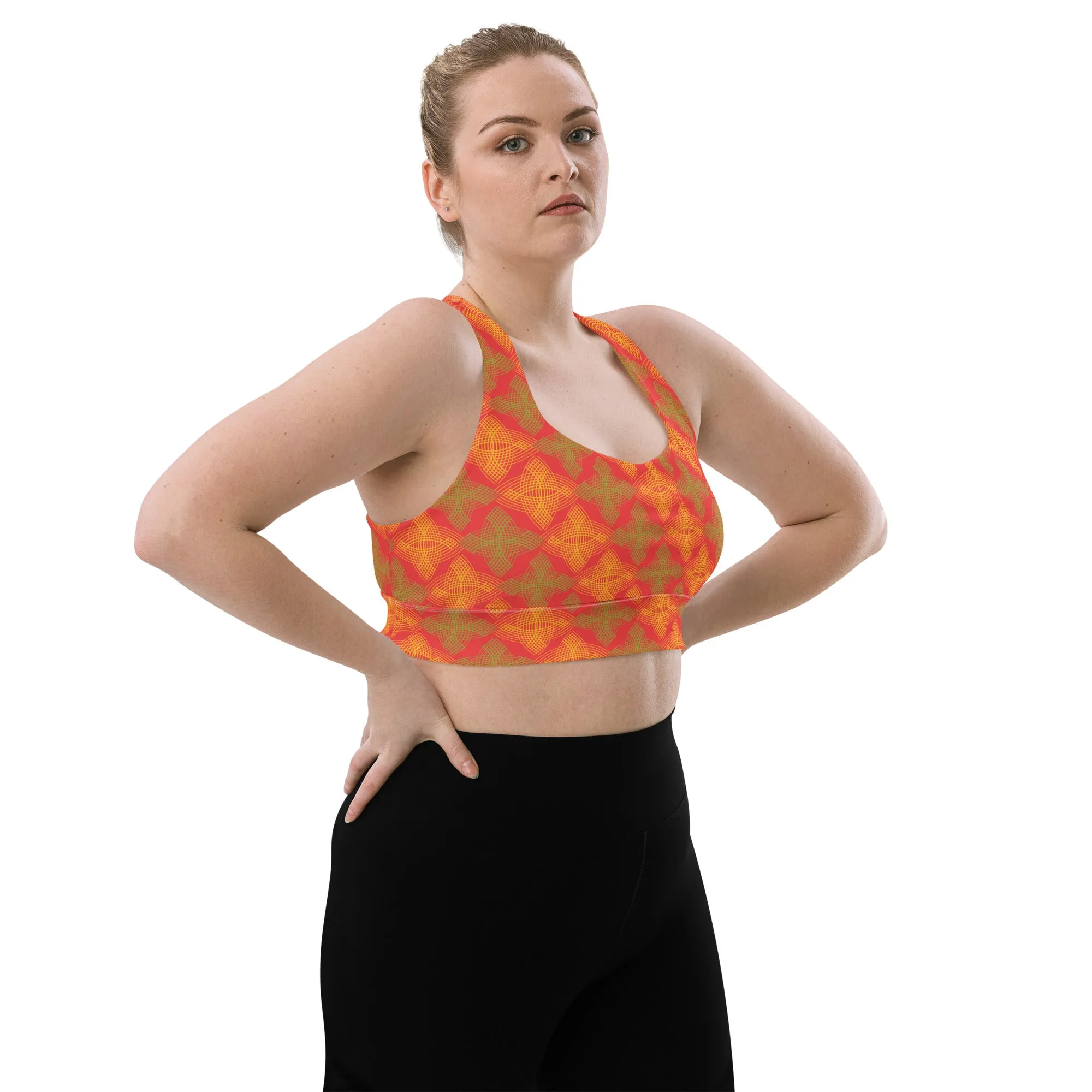 Lilly Longline sports bra, Arc Sereis - Orange Crosses