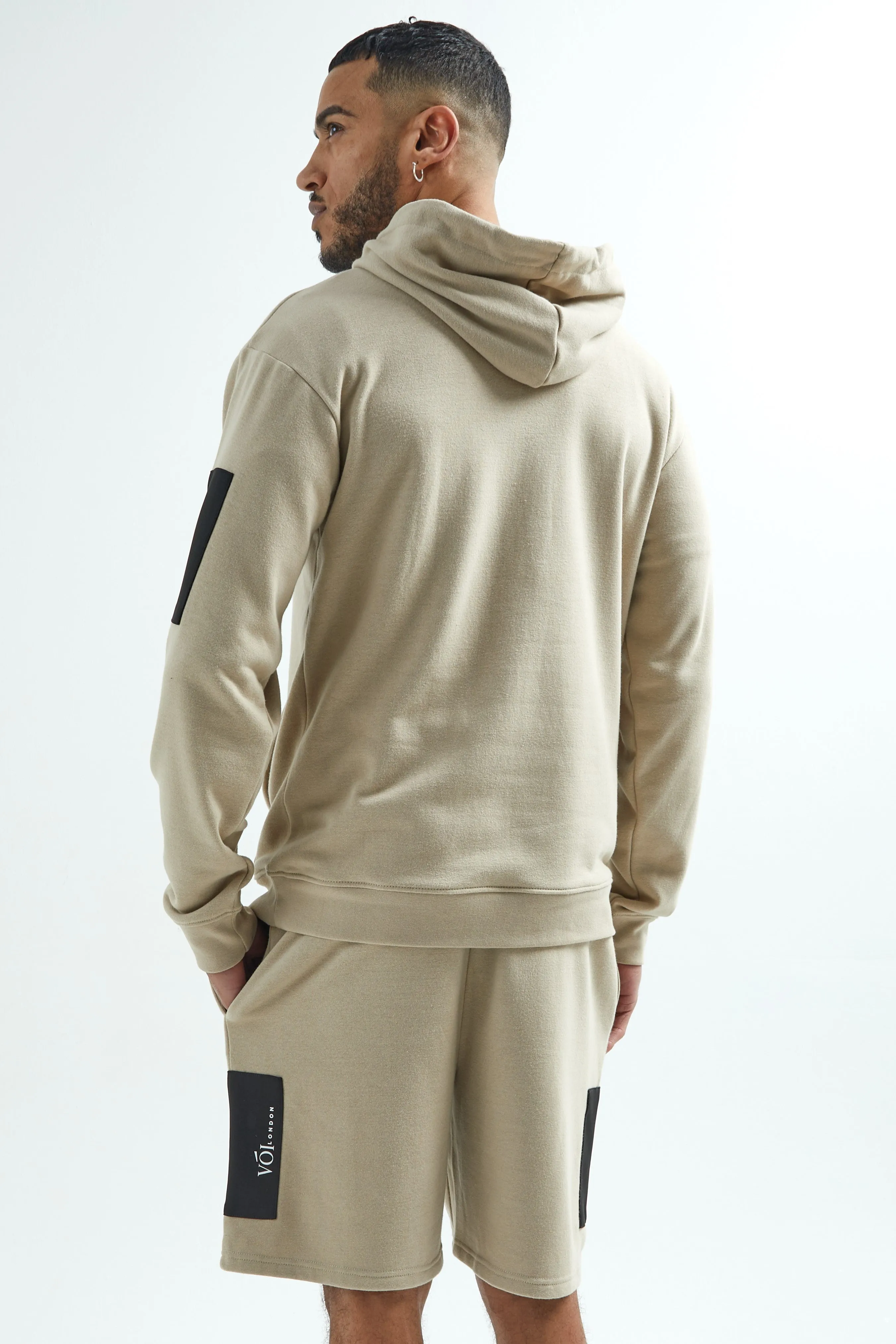 Lincolne Street Hoodie, T-Shirt & Shorts Set - White/Beige