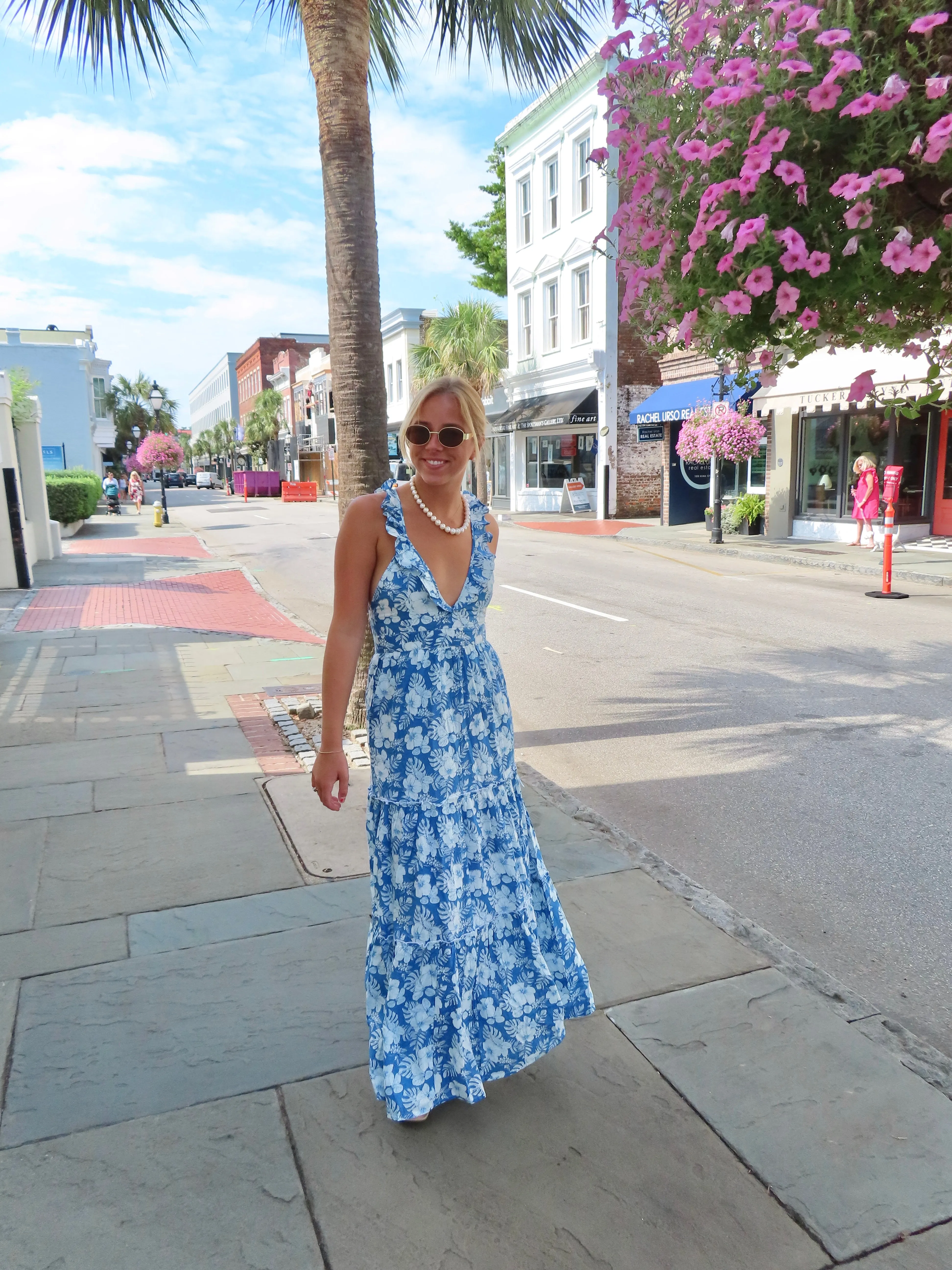 Lindsay Maxi Dress Blue Hawaii