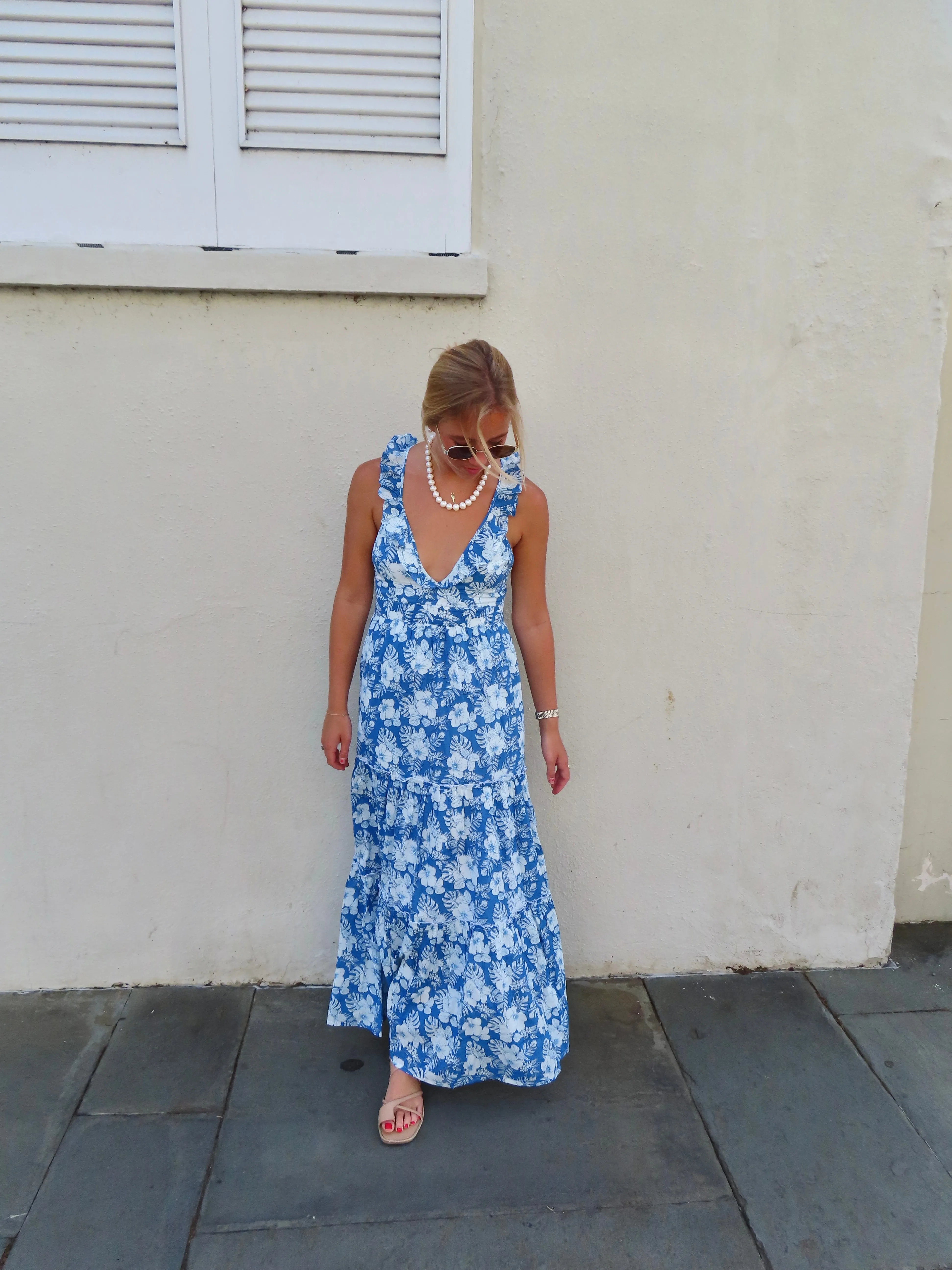 Lindsay Maxi Dress Blue Hawaii