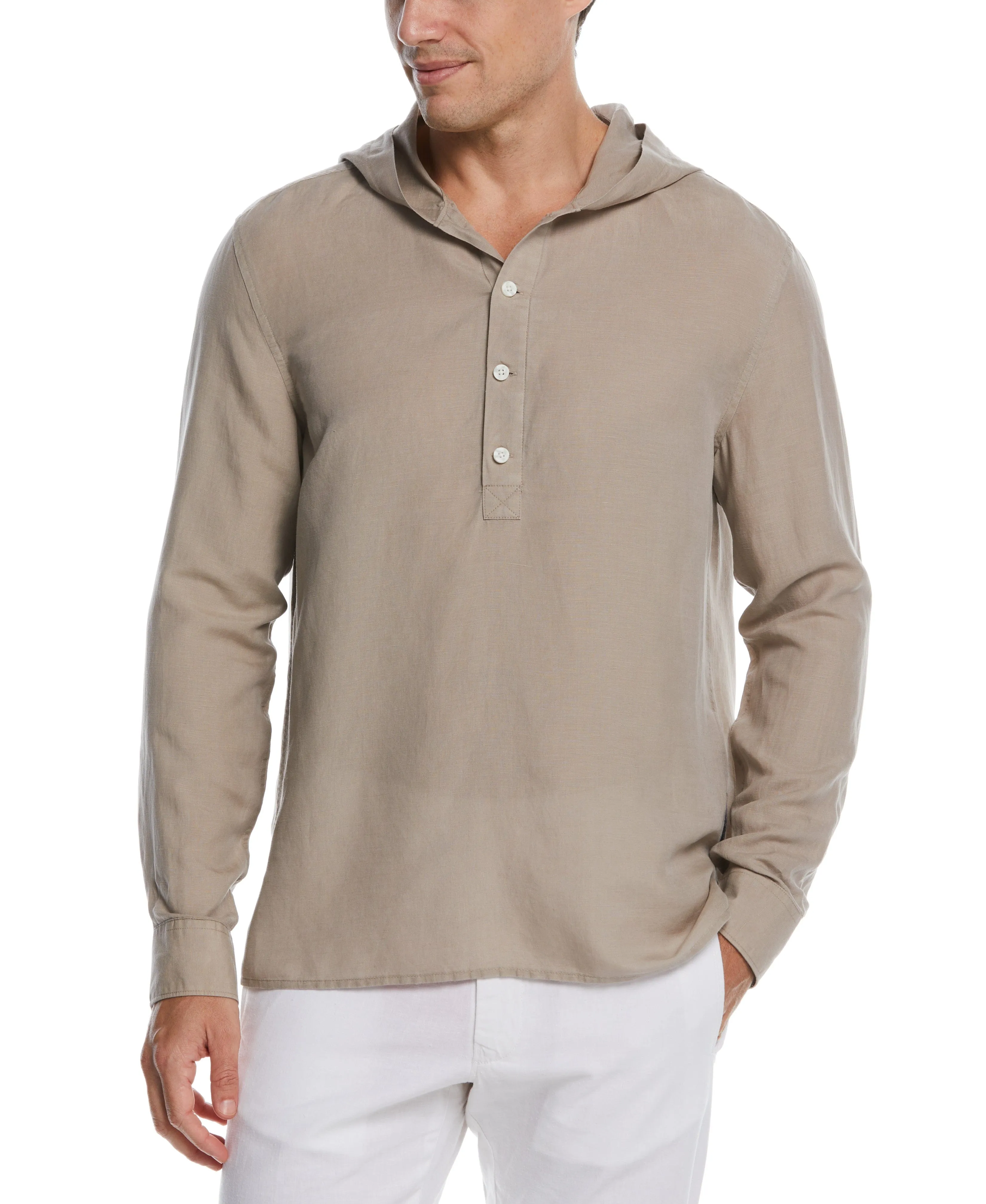 Linen Blend Hooded Shirt