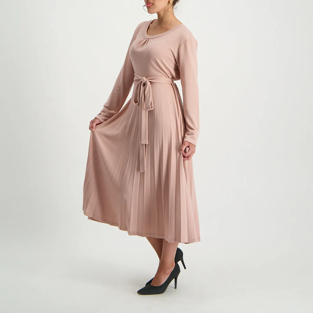 Long Sleeve Pleated Dress