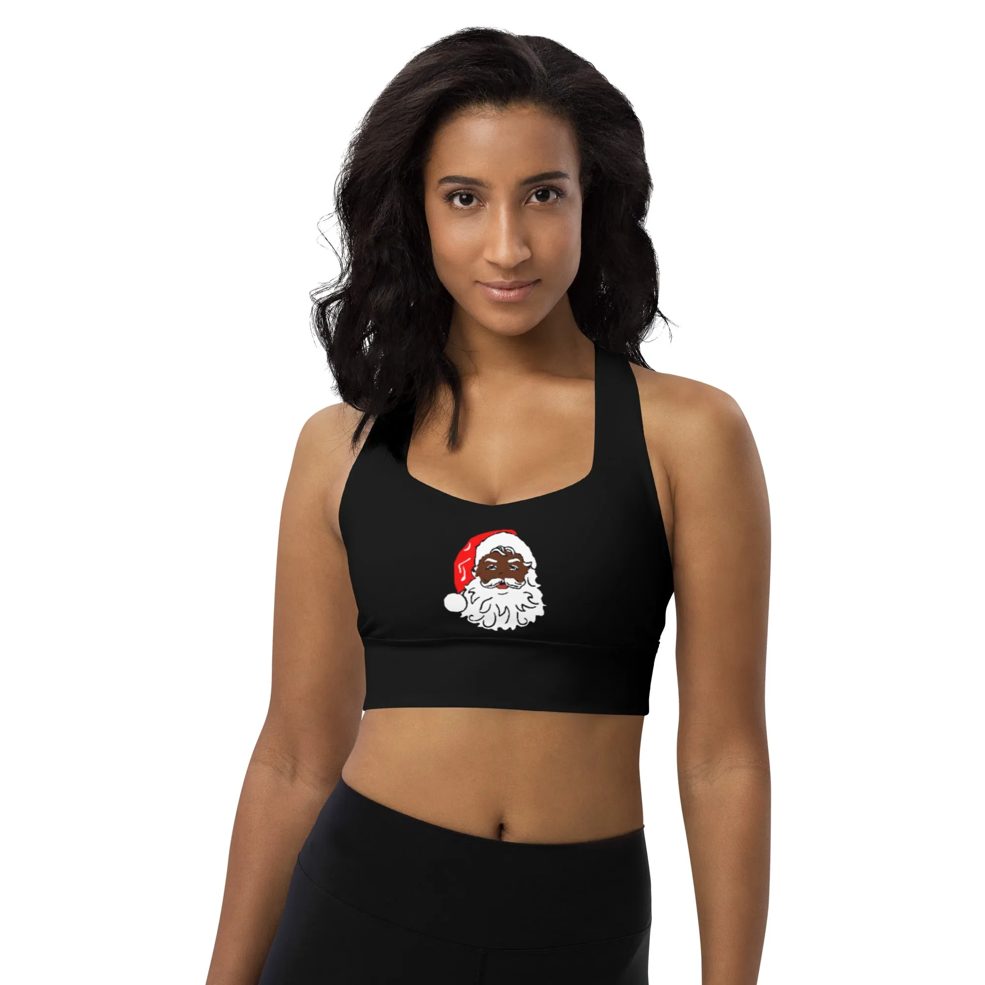 Longline Santa Black sports bra