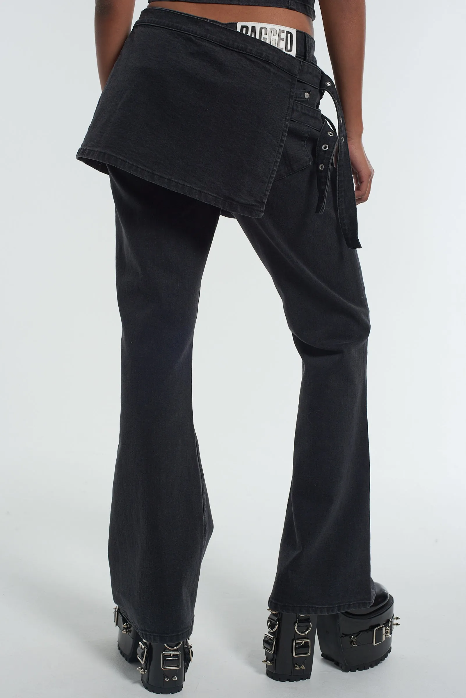 Low Rider Jean Skirt - Charcoal