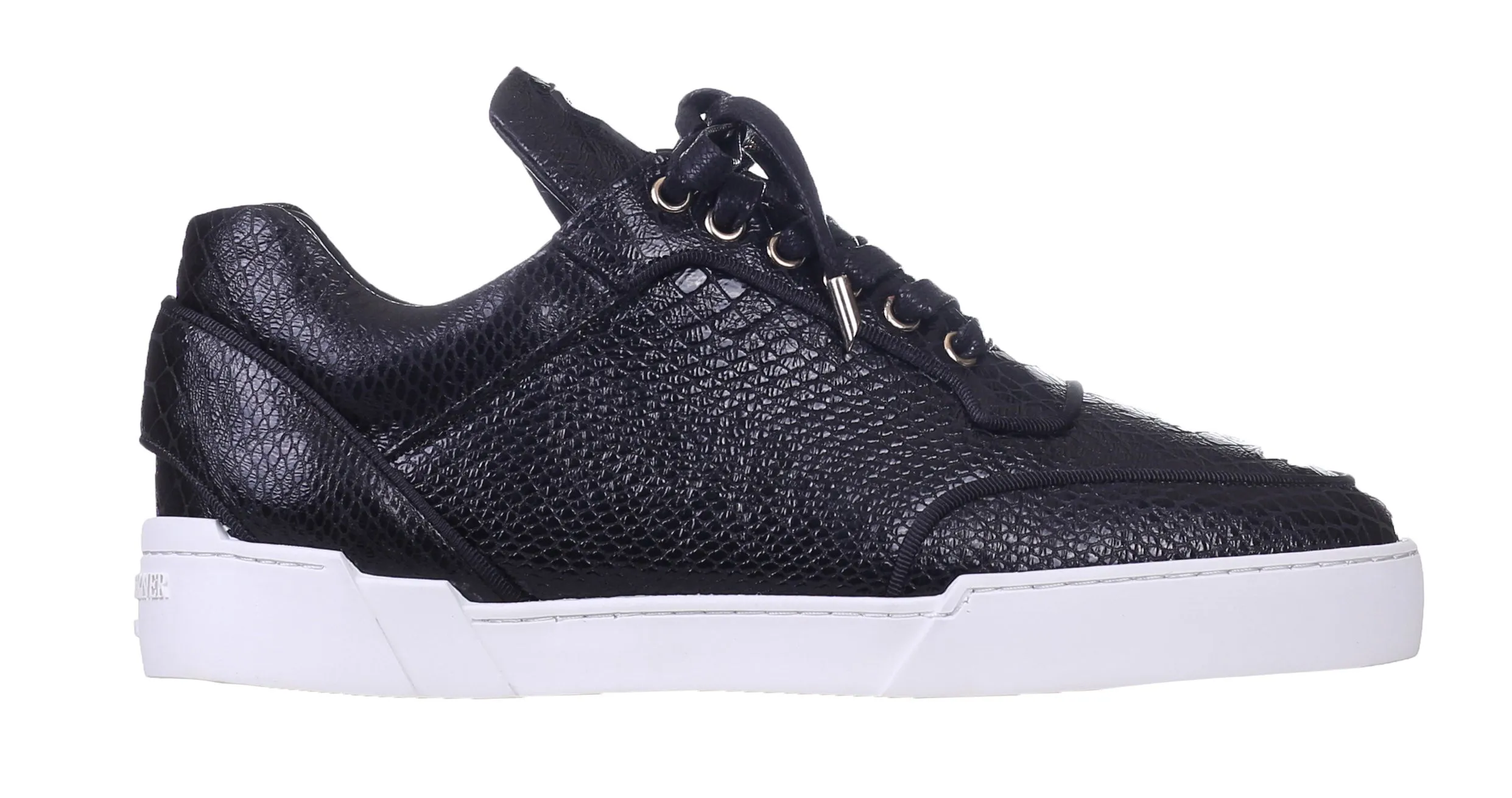 Low-Top BLACK PYTHON EFFECT WASHED CALFSKIN