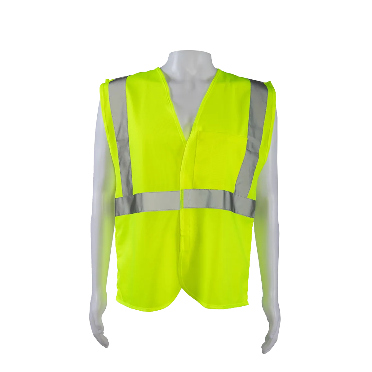 LV2-EC ANSI/ISEA 107-2020 CLASS 2 Economy Lime Solid Safety Vests Hook & Loop Closure