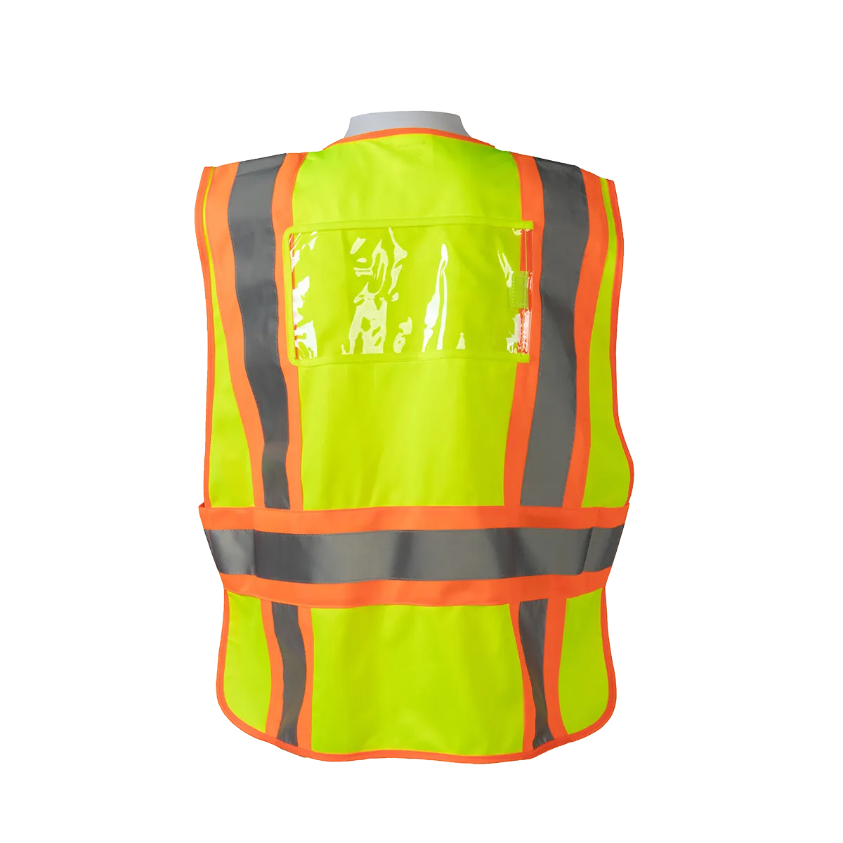 LV2-PSVP ANSI Class 2 Lime Solid Orange Contrast Two Tone Incident Command Expandable Breakaway Safety Vest