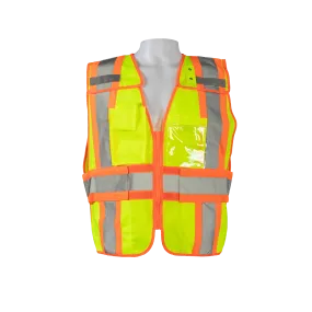 LV2-PSVP ANSI Class 2 Lime Solid Orange Contrast Two Tone Incident Command Expandable Breakaway Safety Vest