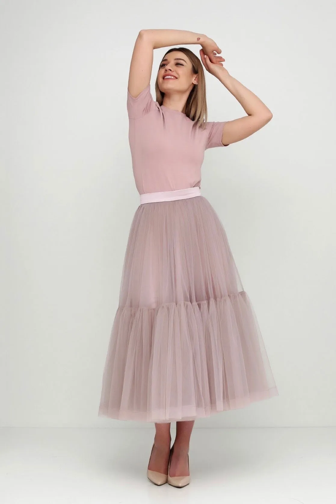 Magia tulle midi skirt