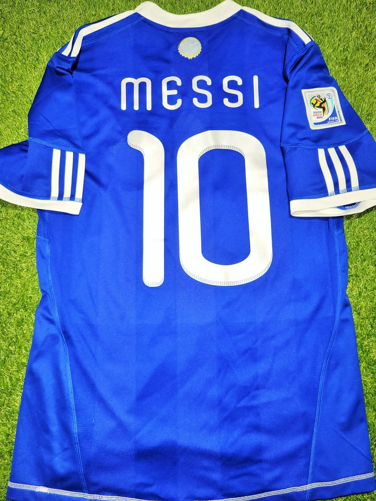 Messi Argentina 2010 WORLD CUP Away Soccer Jersey Shirt M SKU# P47053 AZB001