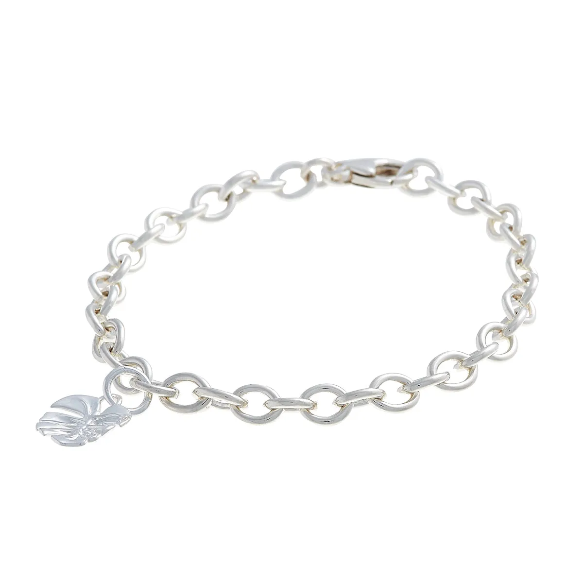 Monstera Palm Silver Charm Bracelet