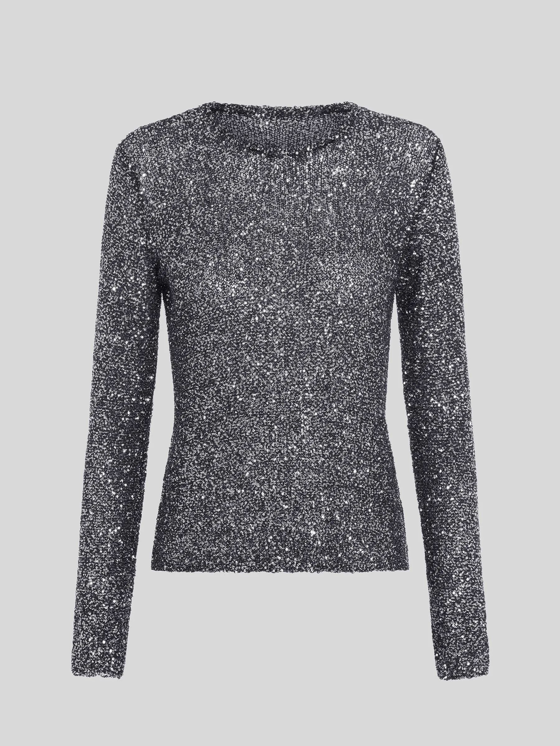 Moonshine Sequin Knit Top Black