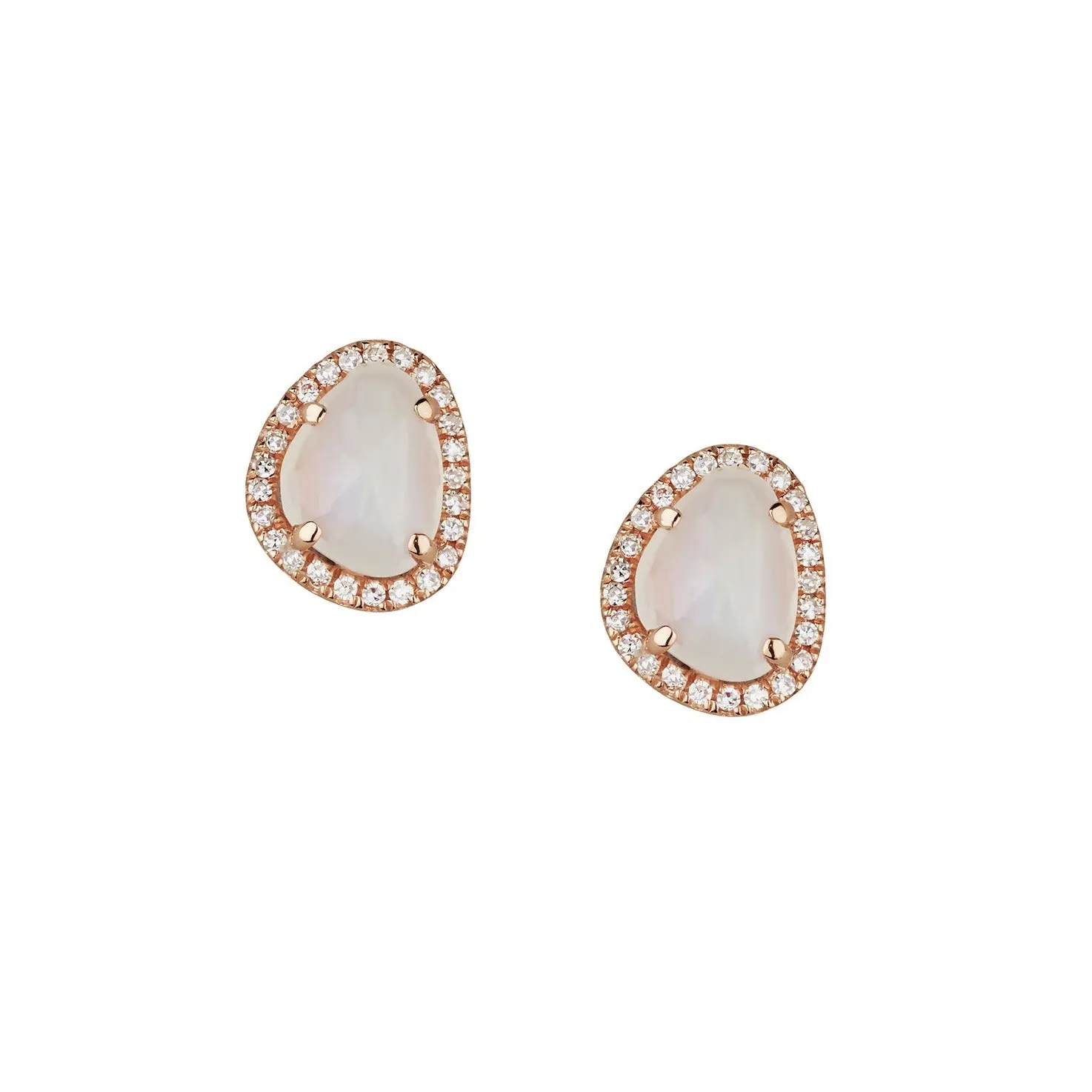 MOONSTONE & DIAMOND HALO STUDS