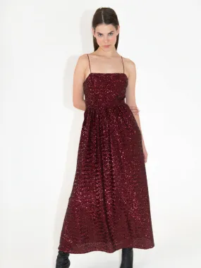 Ninet Sequin Midi Dress - Wine