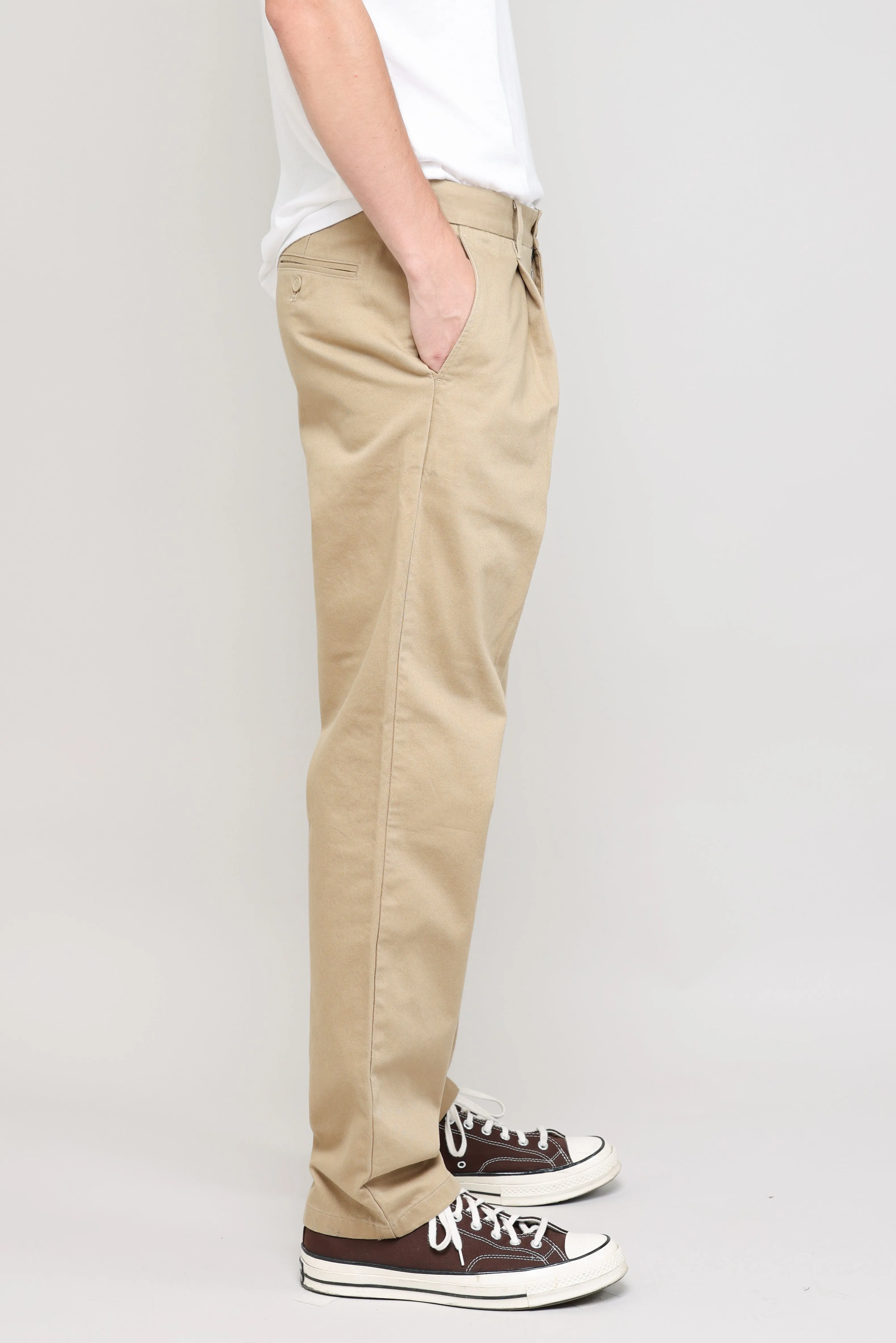 NS1201-2 Pleated Chino Vintage French Drill in Khaki