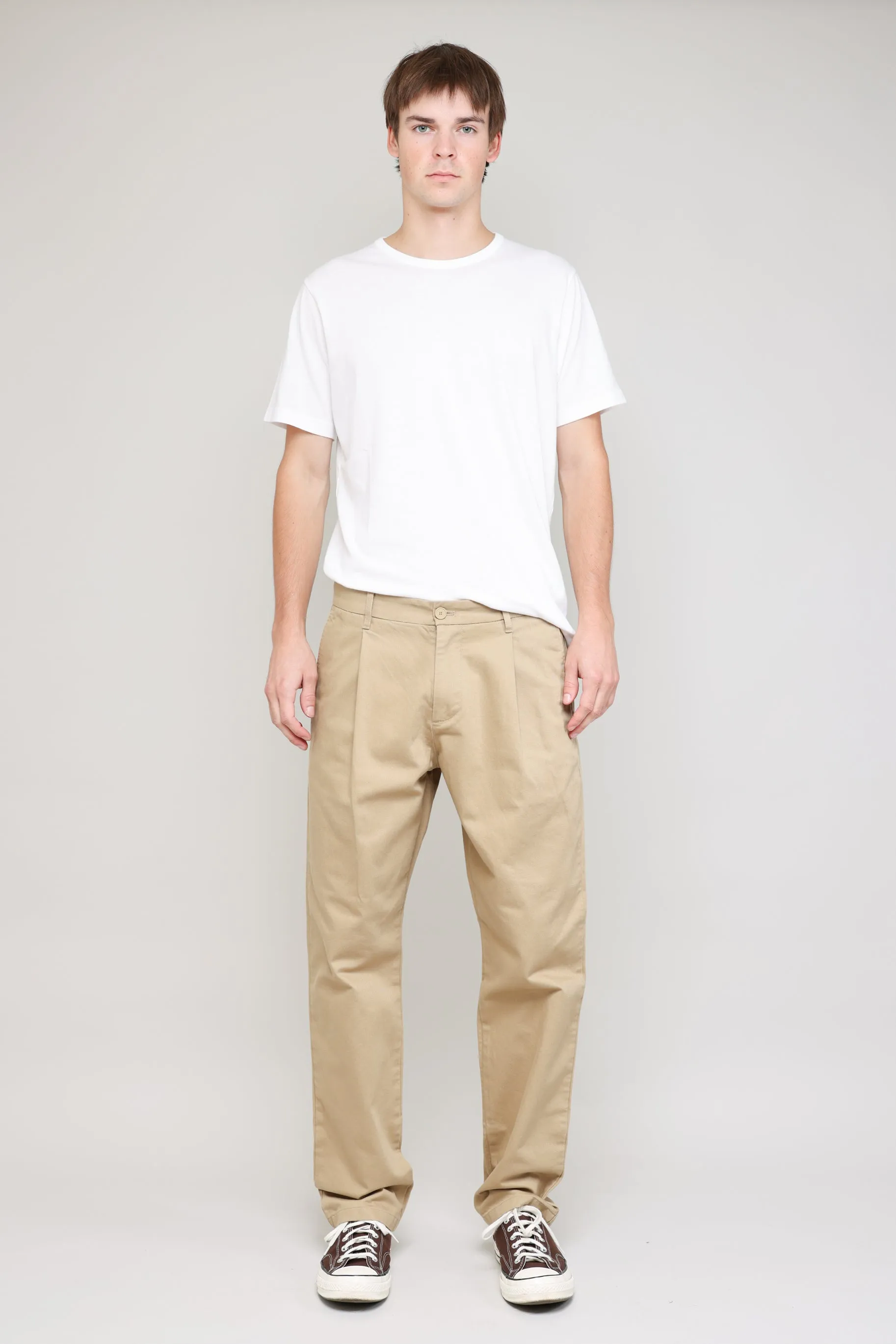 NS1201-2 Pleated Chino Vintage French Drill in Khaki