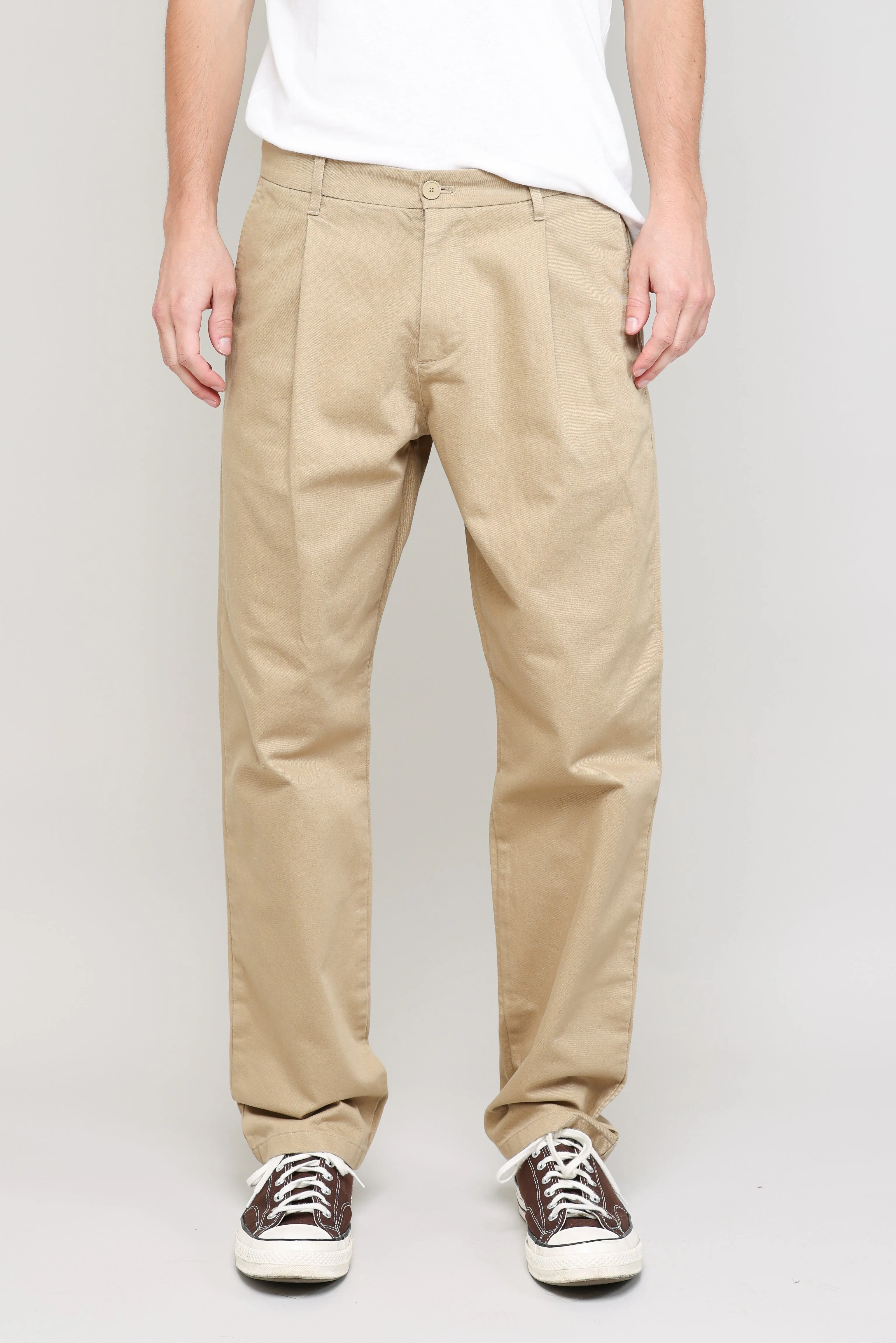 NS1201-2 Pleated Chino Vintage French Drill in Khaki