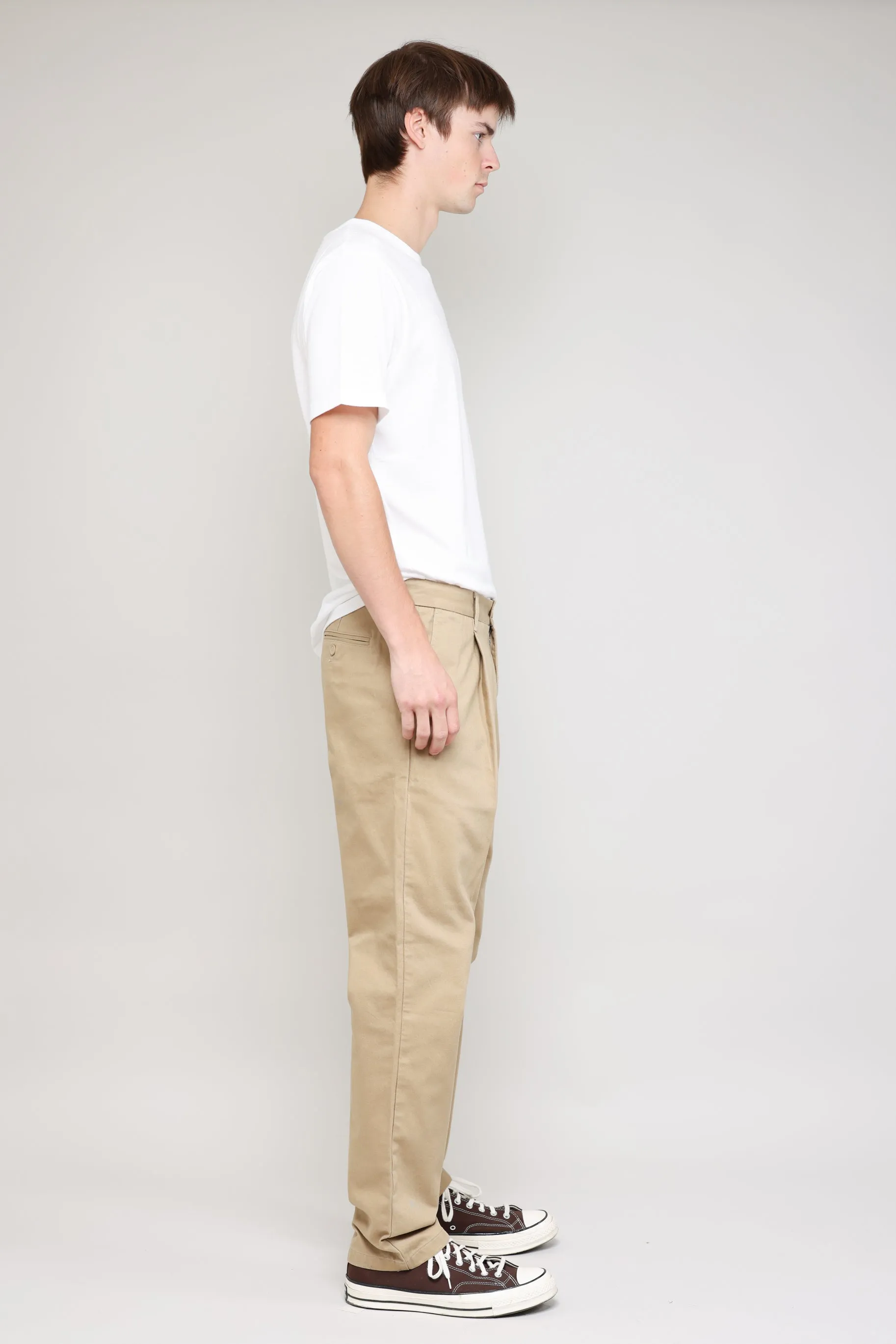 NS1201-2 Pleated Chino Vintage French Drill in Khaki