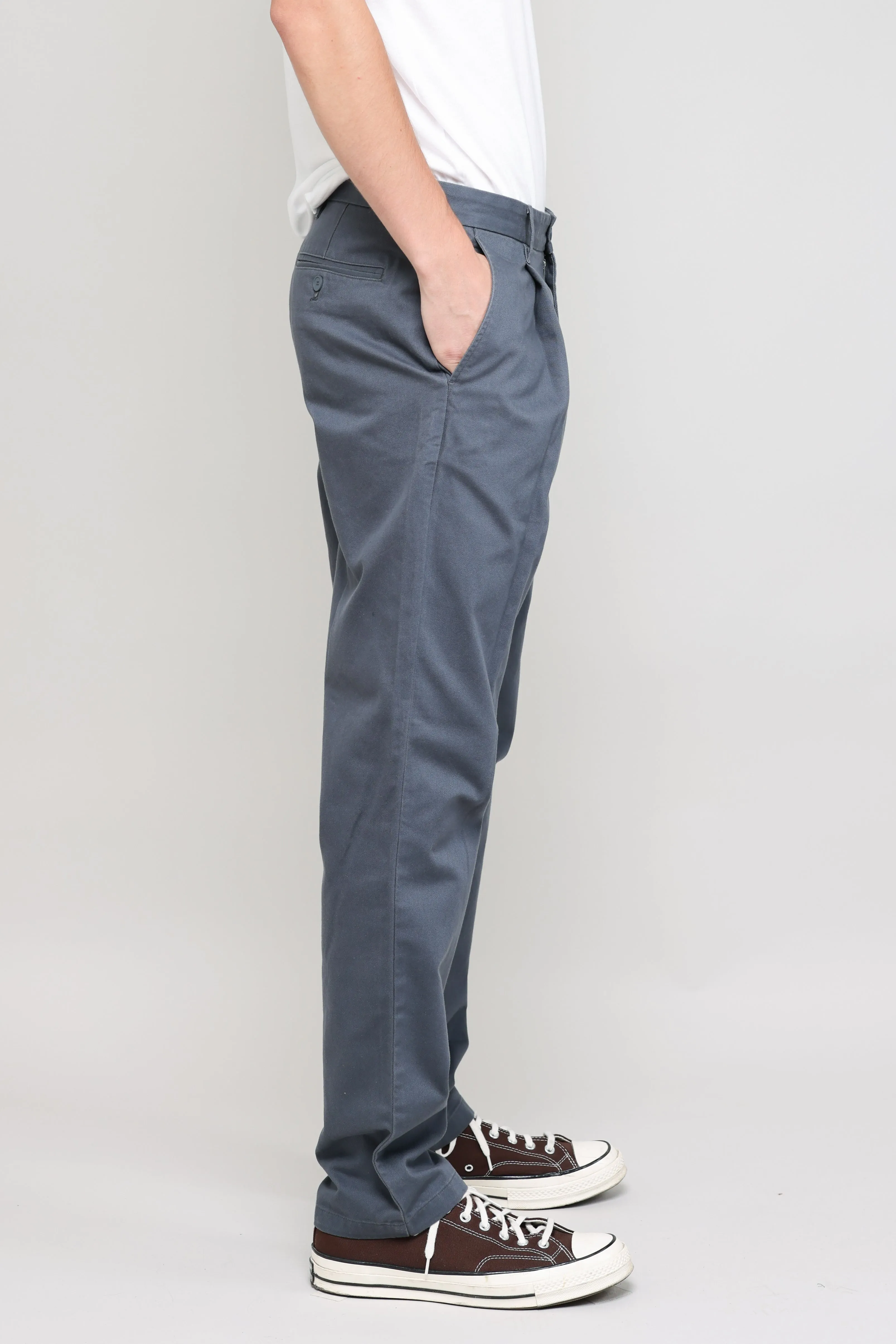 NS1201-3 Pleated Chino Vintage French Drill in Blue Grey